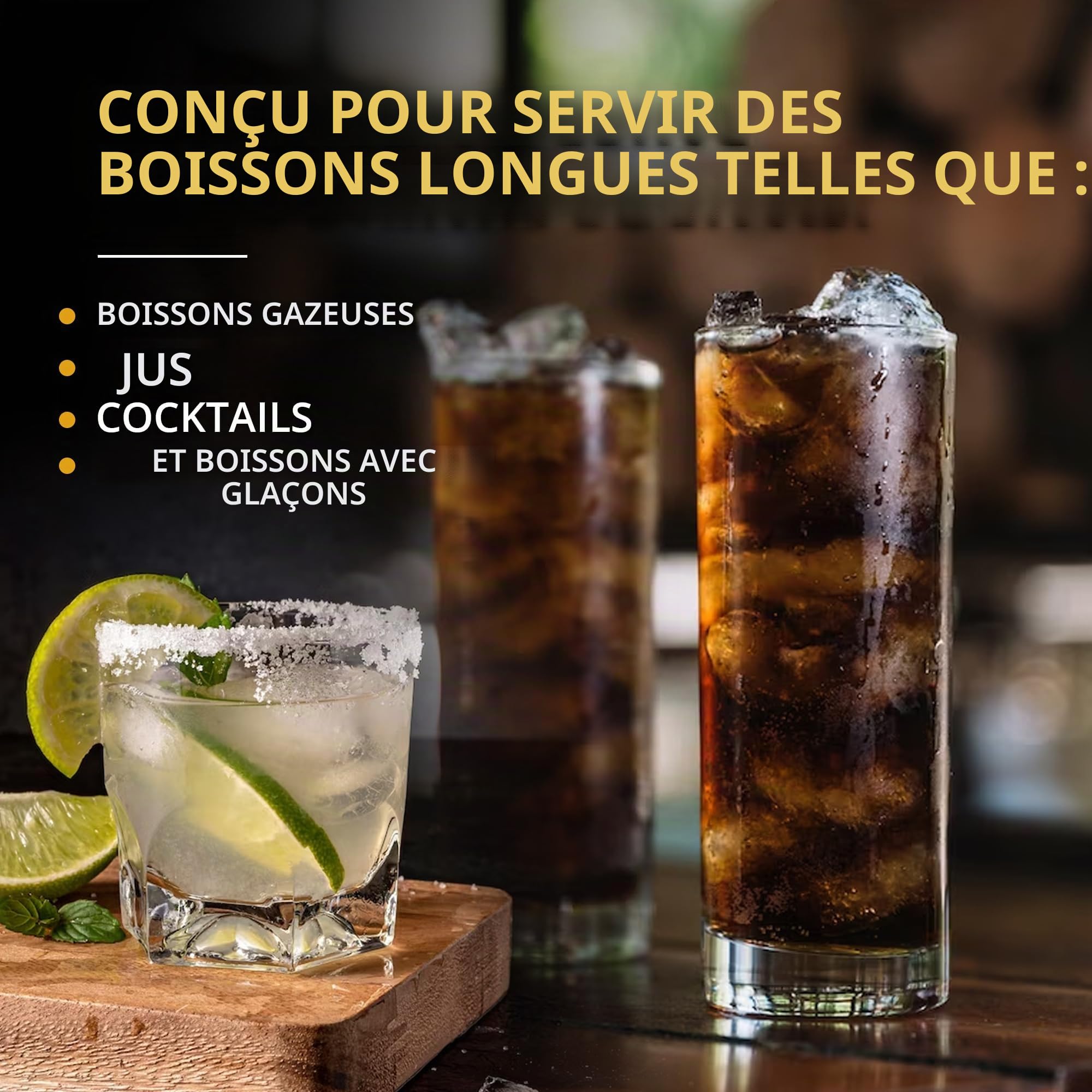 DOJA Barcelona | Tube Long Drink Réutilisable | 30cl | Pack 12 | Gobelet Dur Transparent | 154x63x2mm | Verre Haut Rigide en Polycarbonate | Incassable