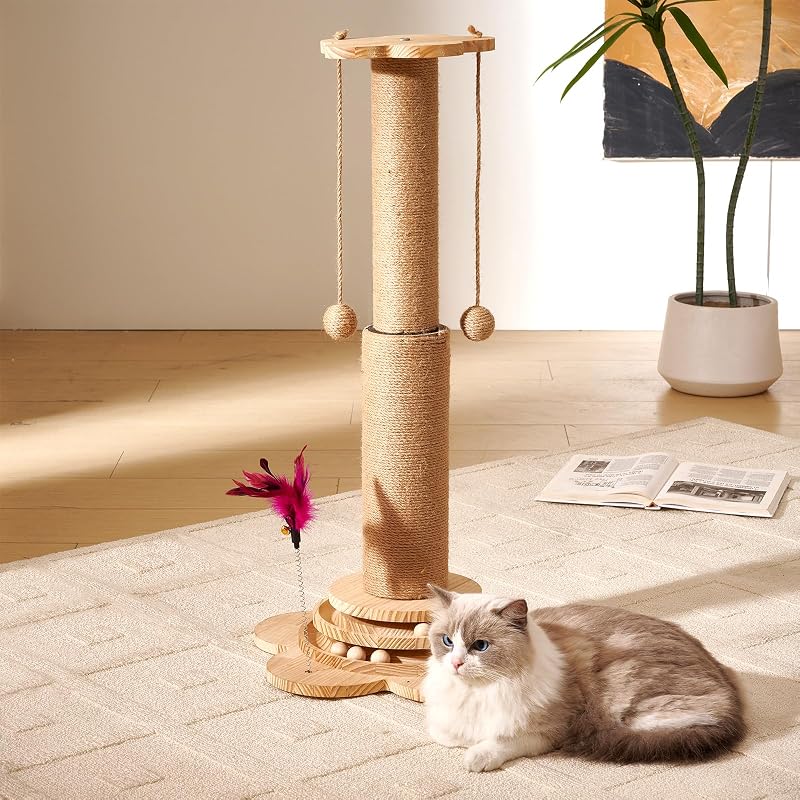 Arranhador para Gatos Alto com Poste de Sisal e Brinquedos Interativos CZBNYX – 1 unidade