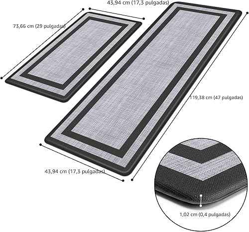 Miniatura 2 de Mattitude - 2 tapetes acolchados antifatiga, antideslizantes, impermeables, ergonómicos para estar de pie cómodamente en la cocina, suelo, oficina