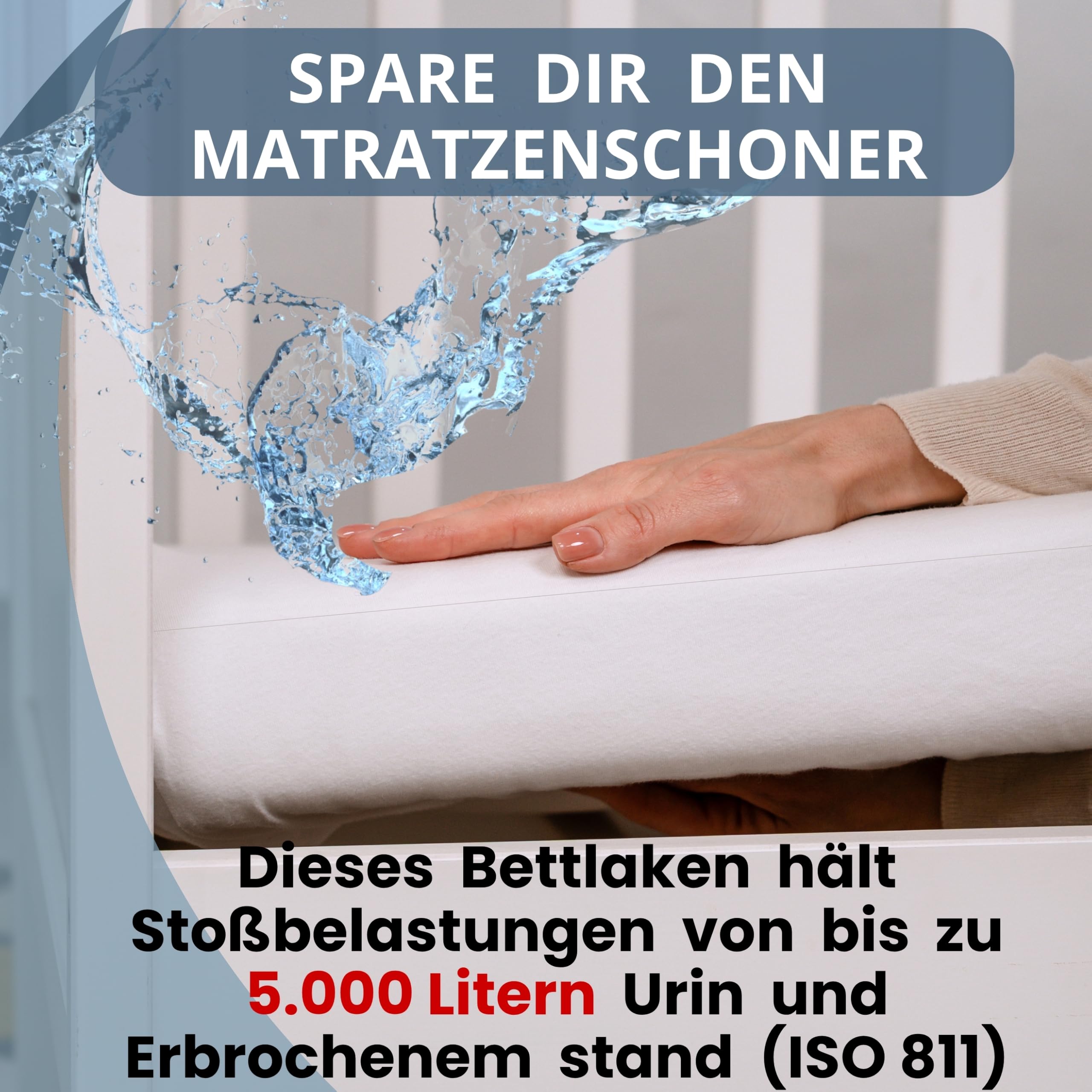 Bisoo Zauberlaken Spannbettlaken Wasserdicht 80x160 Grau für Kinderbett | 2 in 1, Spart den Matratzenschoner, Wasserdicht, Atmungsaktiv, Weicher Baumwoll-Jersey Oeko-Tex