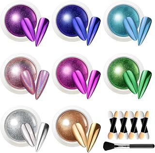 Beetles Gel Nail Polish Kit with U V Light - 68 Pcs Set 35 Colors Pink Glitter Nude Gray Gel Polish with Beetles Gel Polish 8 Colors Chrome Powder for Nails Pink Purple Blue Green Silver Golden
