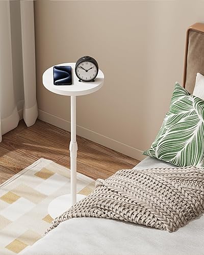 Miniatura 6 de TUTOTAK Mesa auxiliar redonda alta, mesa auxiliar pequeña, juego de 2, mesa de bebida, mesa auxiliar de pedestal, sala de estar, blanco TB01BW096