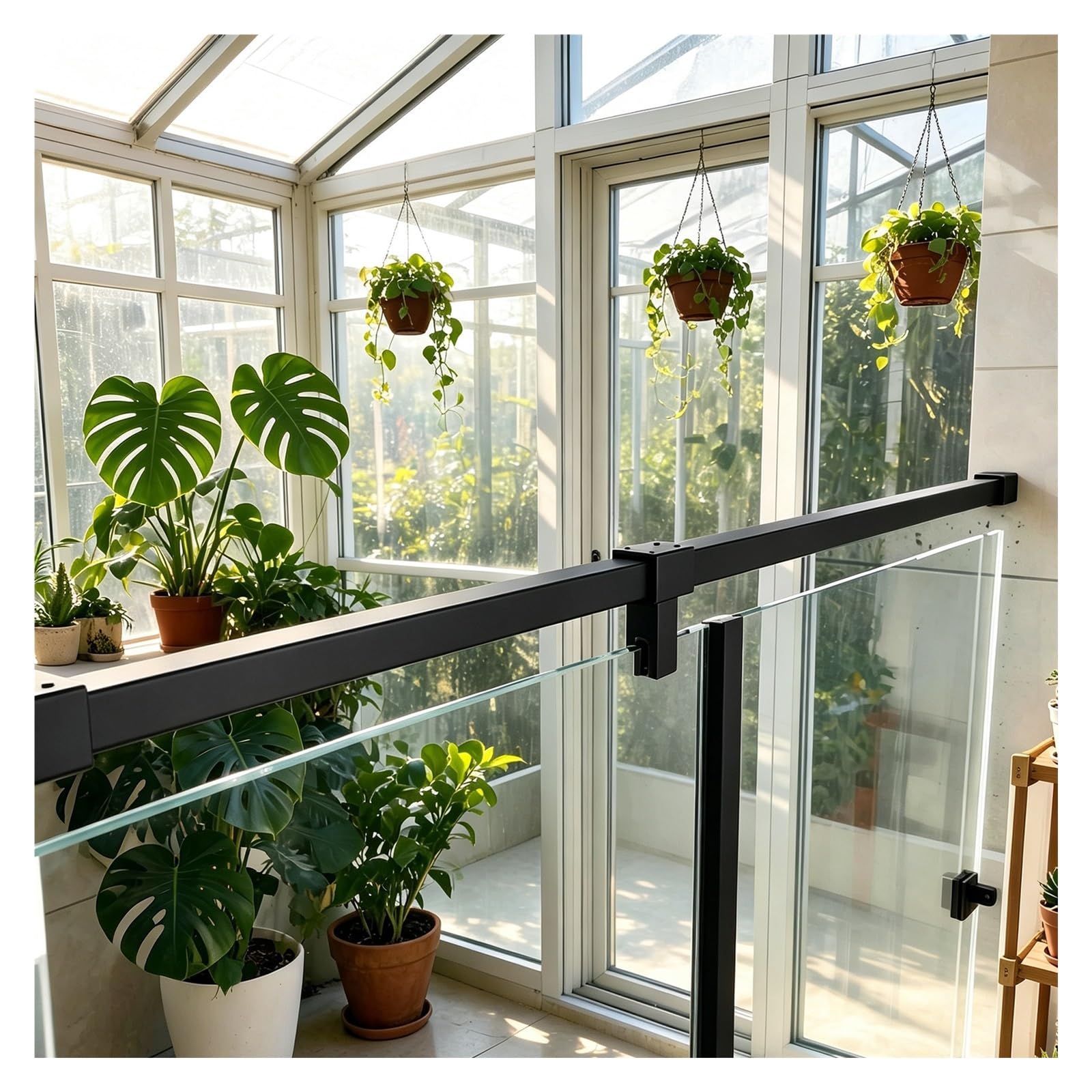 Stabilisierungsstange Dusche Zuschneidbare Stabilisierungsstange Duschglas | Edelstahl Stabilisierungsstange Für Rahmenlose Duschwand, Ideal Für Bad Balkon Und Wintergarten(Black,110cm/42.9")
