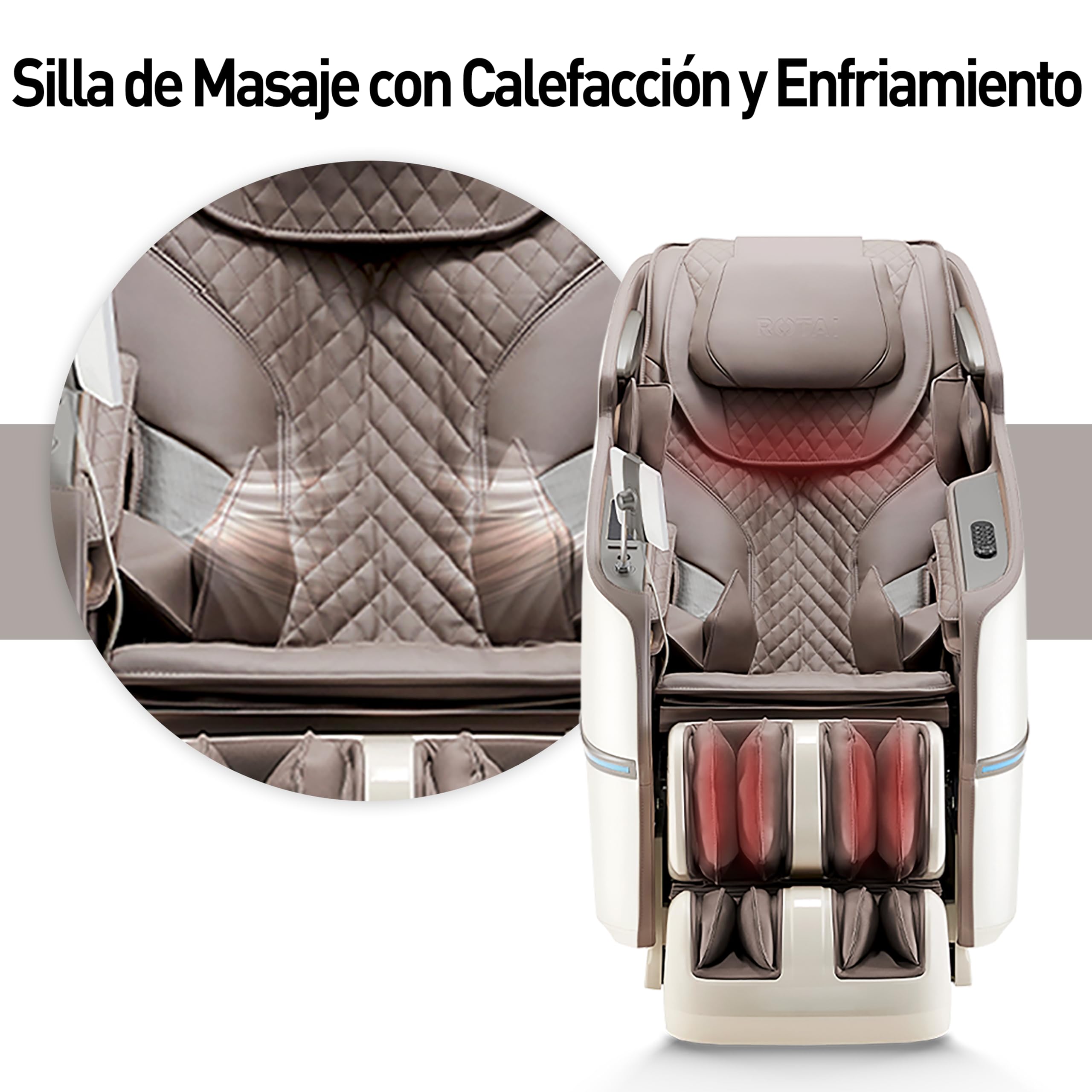 ROTAI Silla de Masajes Inteligente, Gravedad Cero, Masaje Completo con Shiatsu, Bluetooth, Función de Calefacción y Rodillos para Pies (Gris)