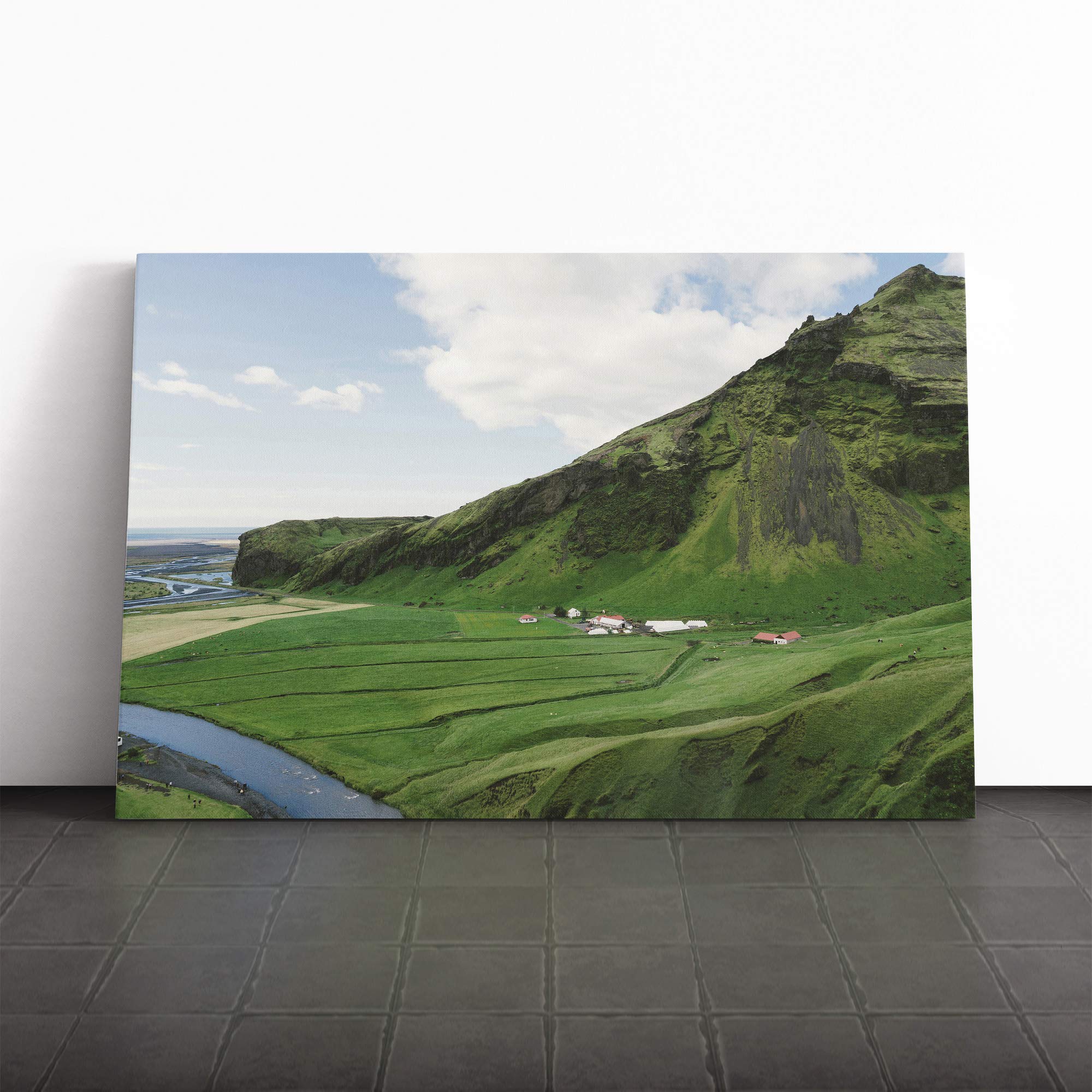 Iceland Landscape (1) Canvas Print | Gallery Wrapped 30mm Frame Wall Art | 24x16 inches | Ready to Hang | Modern Landscape Picture | Living Room Bedroom Lounge Office