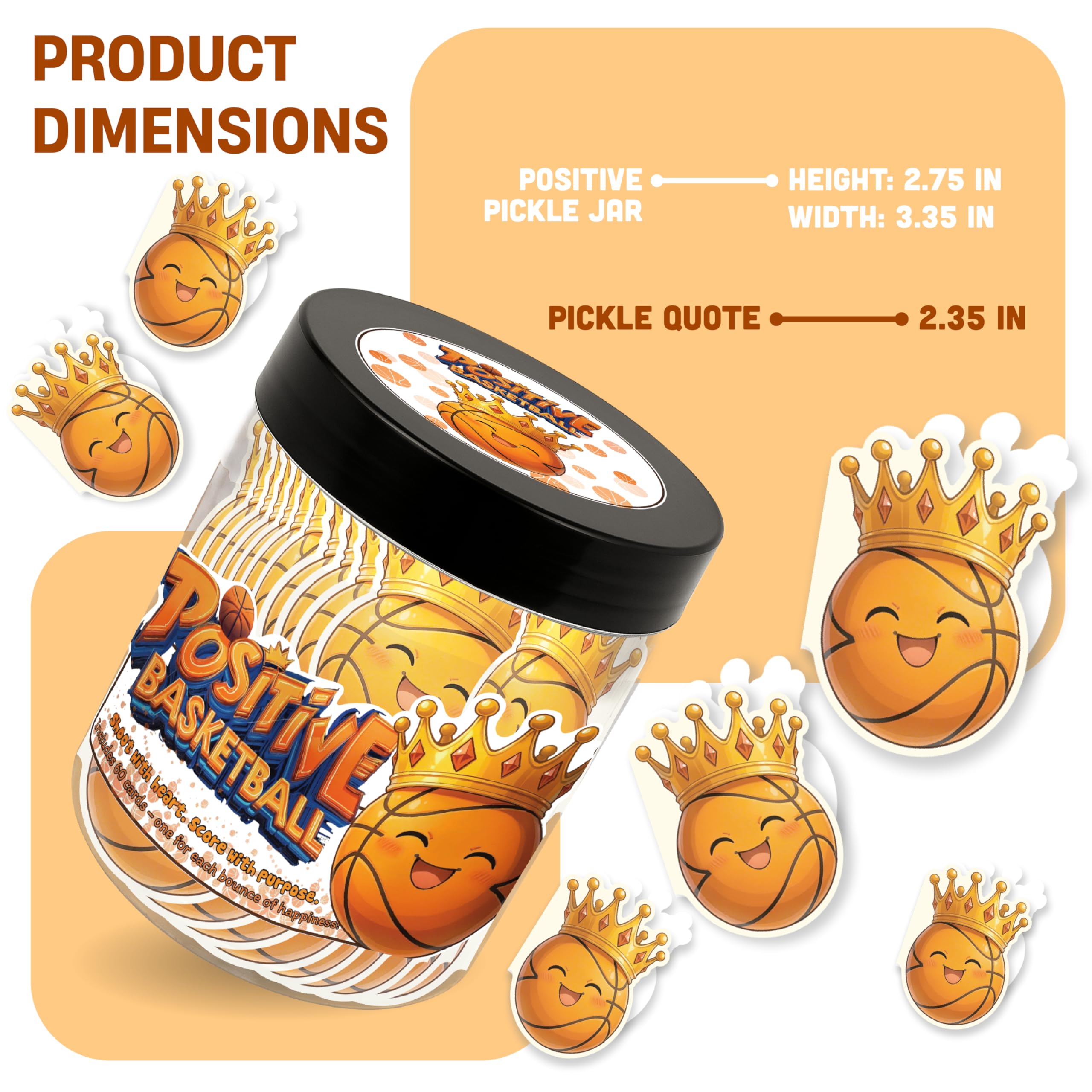 Positive Basketball Jar With 60 Daily Affirmation Cards, Emotional Support Basketball, Basketball Gift For Teen Boys Girls And Men, Coach, Christmas Gifts, Stocking Stuffers For Teen Boys