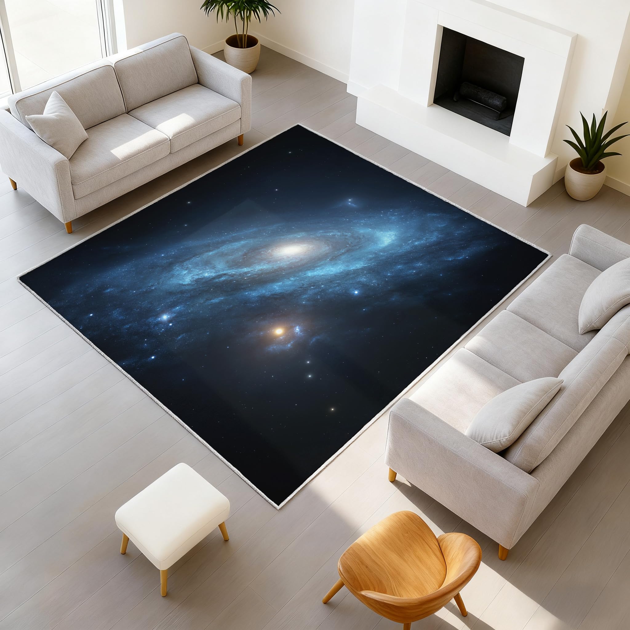 Generico Dywan 140 x 200 cm Królewski Niebieski - Przestrzeń Mgławicy Galaktyka Elegancki i nowoczesny, miękki i nadający się do prania dywanik do salonu sypialni, przytulne wnętrze dywaniki
