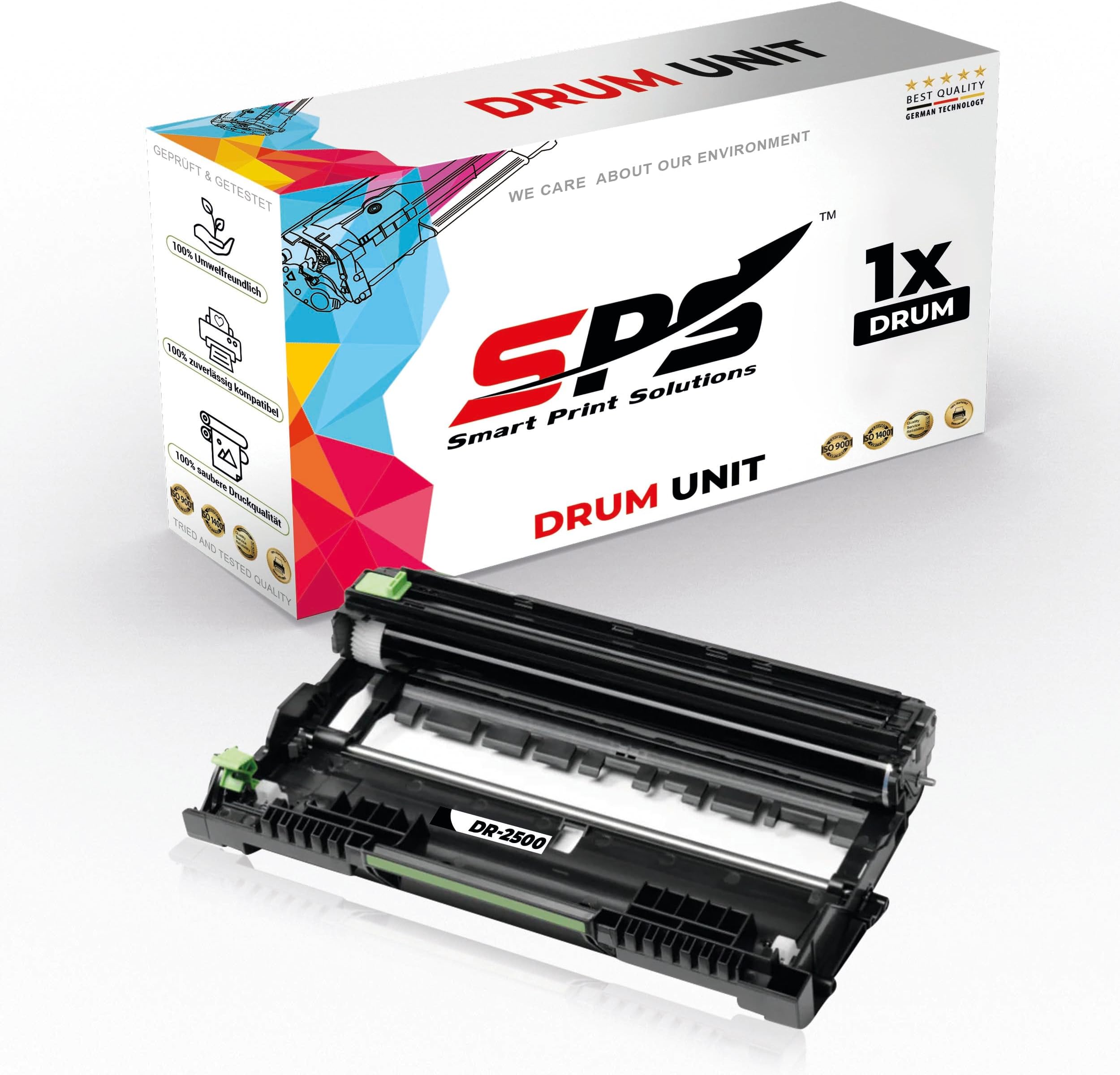 Smart Print Solutions SPS DR-2500 Compatible Drum Cartridges for Brother HL-L2400D|HL-L2460DN|HL-L2461DW|DCP-L2600D|DCP-L2625DW|DCP-L2640DW|MFC-L2805DW|MFC-L2885DW| 1x Black | 15,000 Pages