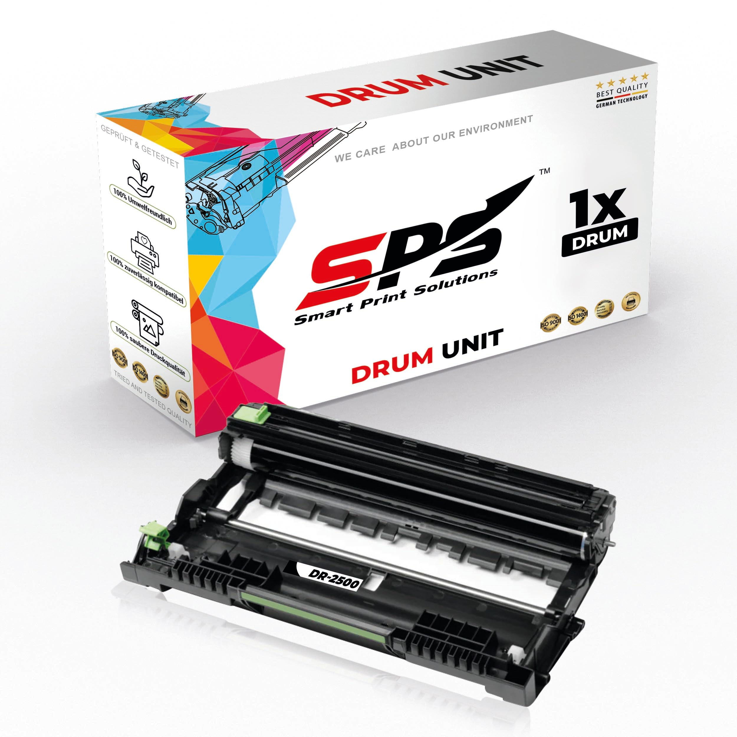 Smart Print Solutions SPS DR-2500 Compatible Drum Cartridges for Brother HL-L2400D|HL-L2460DN|HL-L2461DW|DCP-L2600D|DCP-L2625DW|DCP-L2640DW|MFC-L2805DW|MFC-L2885DW| 1x Black | 15,000 Pages
