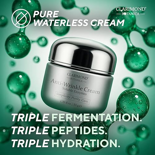 Miniatura 3 de Clarimond Crema facial antiarrugas con enzimas solubles, Pro-Xylane y péptidos  Hidratante, iluminador, reafirmante reducción de arrugas,