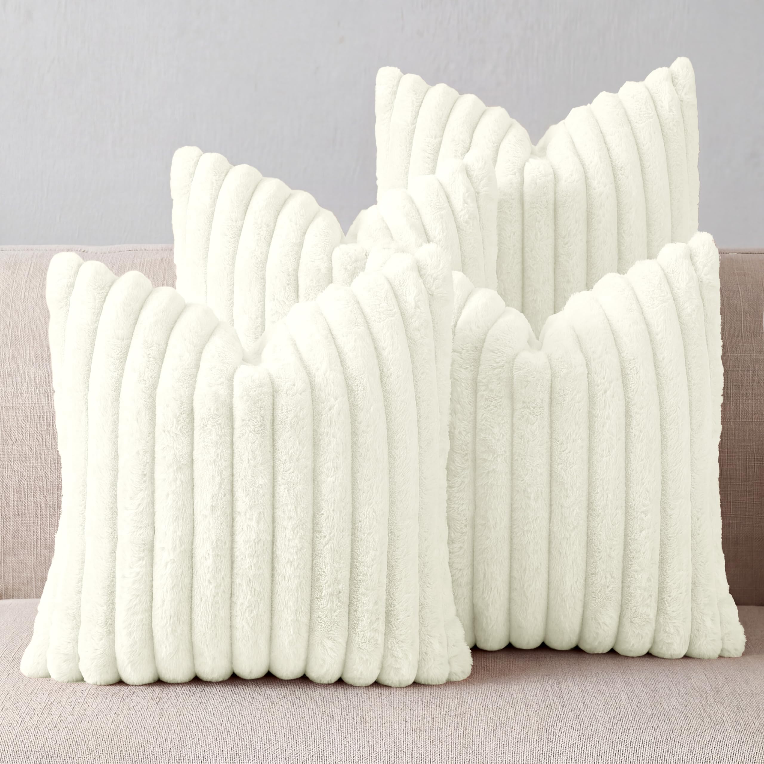 LMKLOP Cream White Throw Pillow Covers 18 x 18 Set of 4