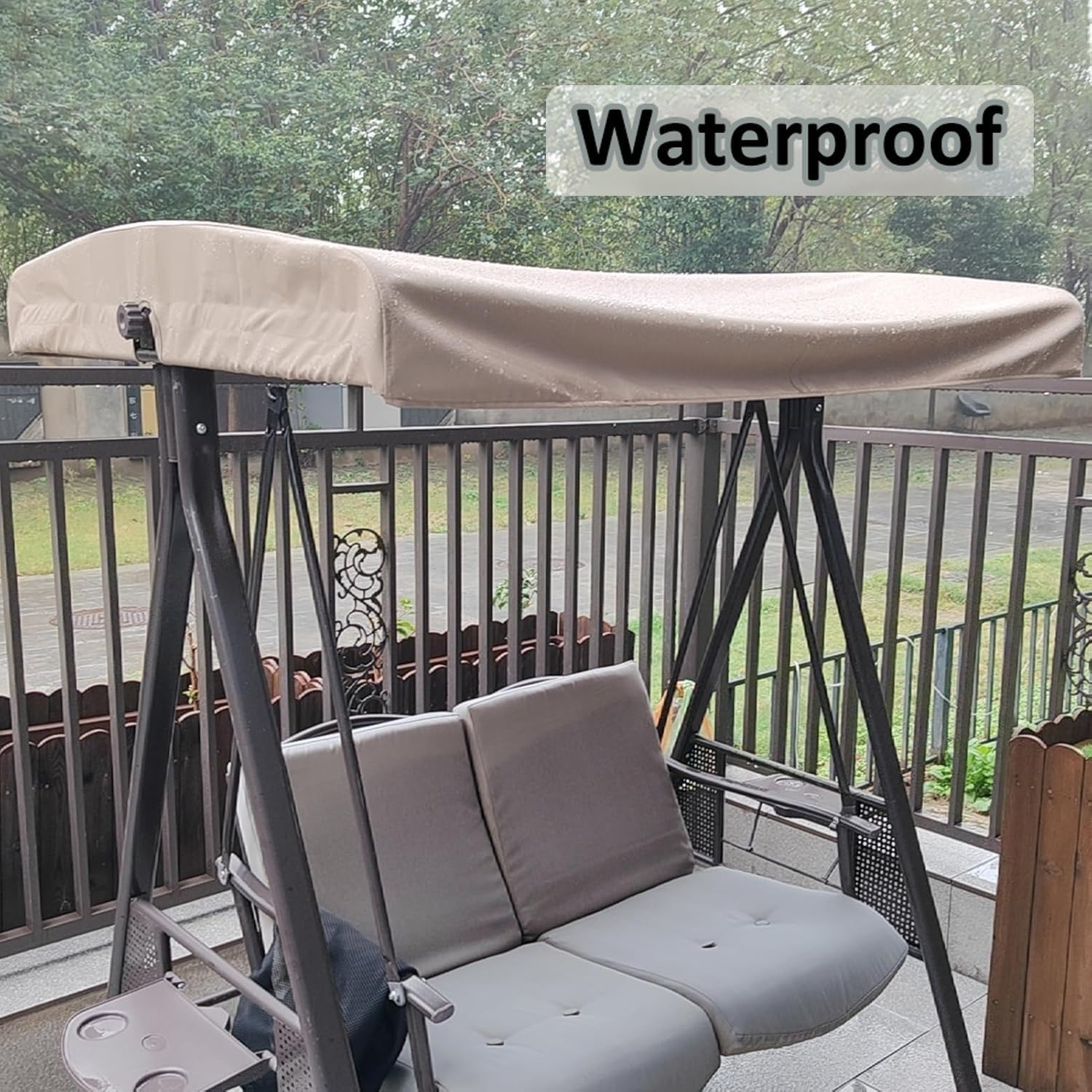 Porch Swing Canopy Replacement Top, 2/3 Seater Hammock Cover Top Waterproof Replacement Canopy Outdoor Furniture Cover for Garden Patio Porch(3 Seater:79x46.4inch)