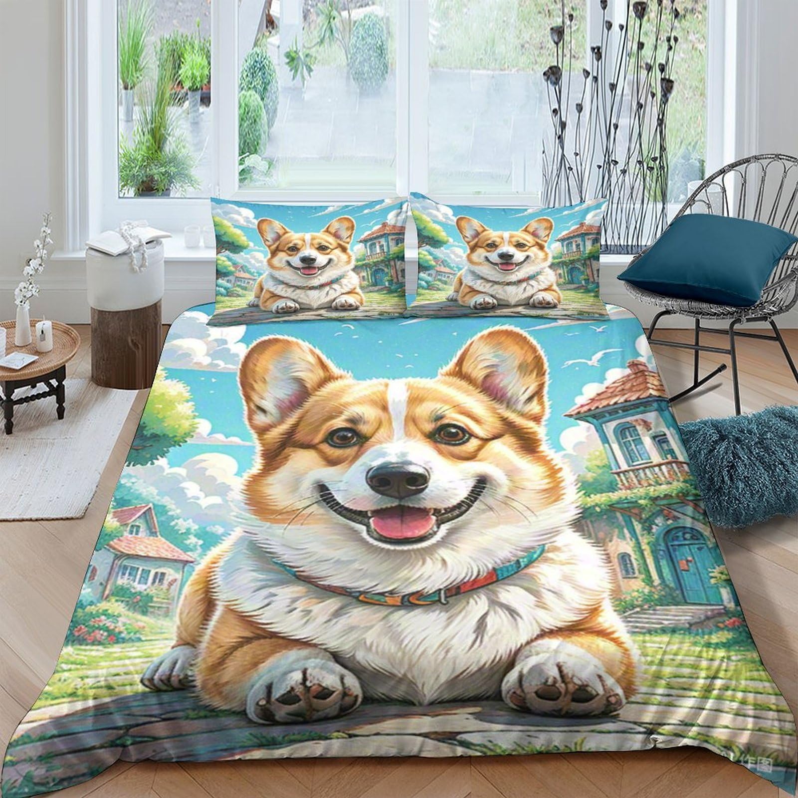 Housse de couette Corgi 3D le cadeau idéal de linge de lit ado pour anniversaire