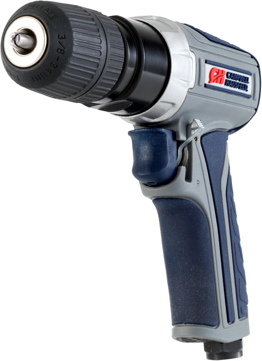 Campbell Hausfeld 3/8-Inch Reversible Air Drill, 2,000 RPM, XT401000 | Keyless chuck, one-hand reverse switch and 30 ft-lb maximum torque support drilling and surface preparation.