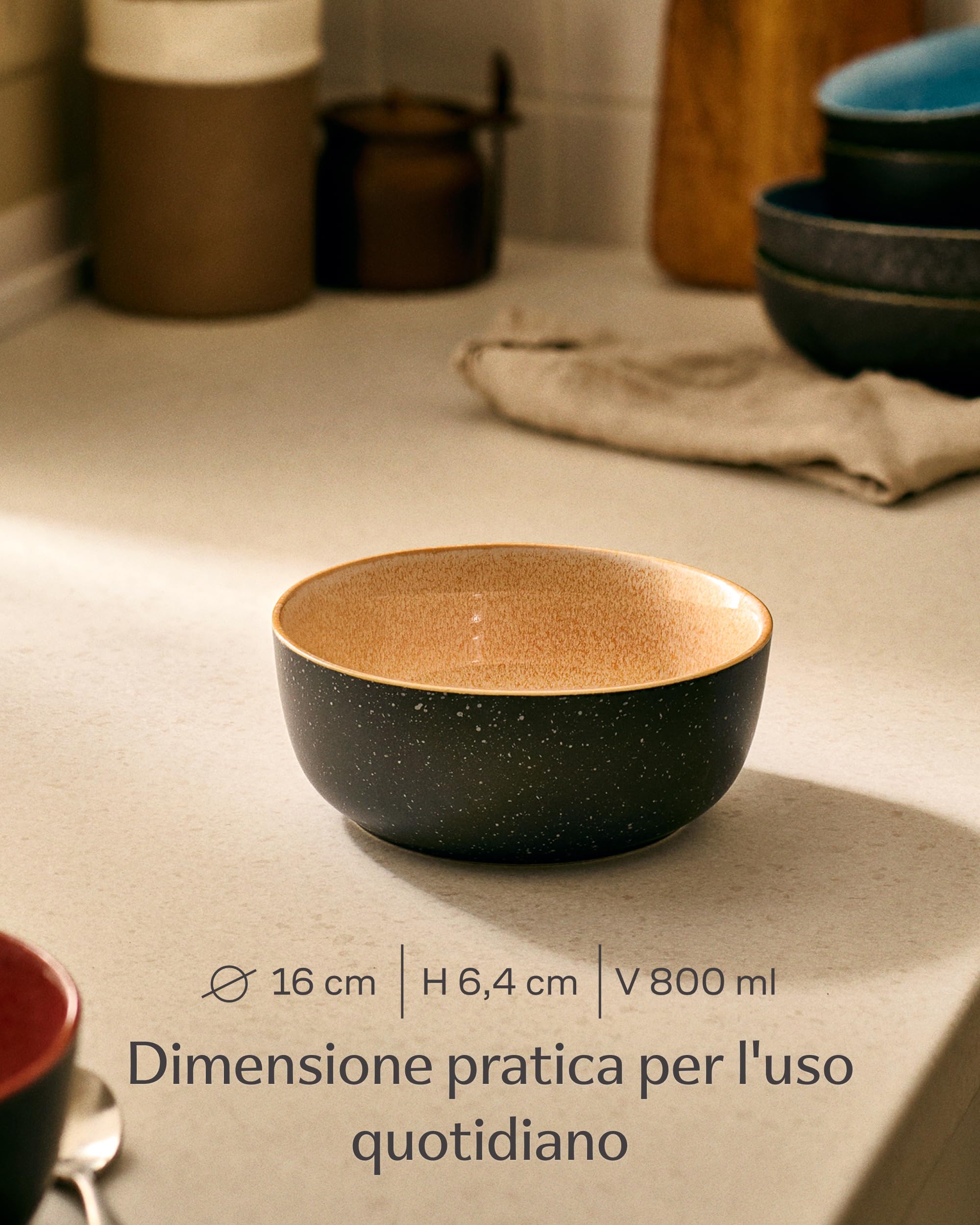 Cosumy Set di 4 Ciotole da Muesli in Ceramica 800ml – Artigianali con Smalto Reattivo – Gioco di Colori Vivaci, Adatti al Microonde & Lavabili in Lavastoviglie – Set da 4 da Muesli