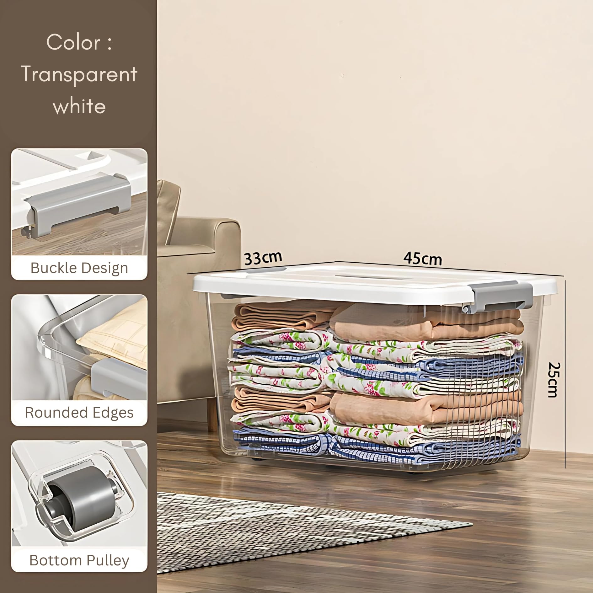 KREPS® Plastic Storage Bins With Latching Lids Stackable Containers, Large Storage Box For Bedroom, Basement, Classroom, Camping, Office (TRANSPARENT, X-LARGE - 18 X 12 X 9.5 INCH, PACK OF - 3) 1