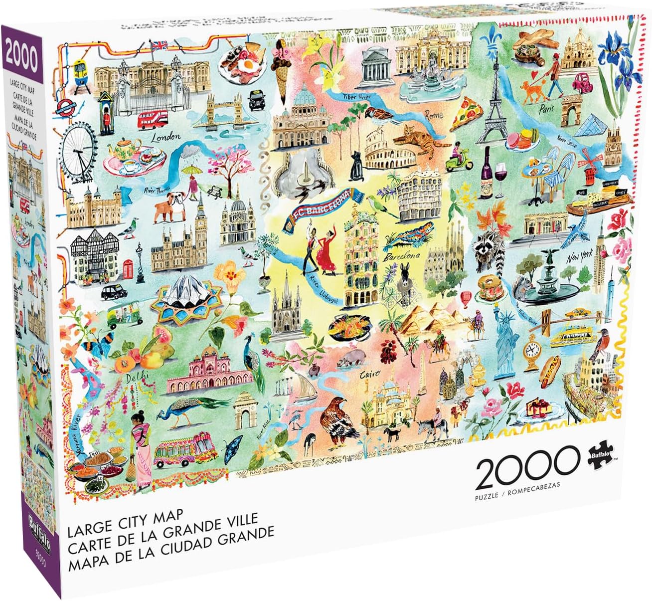 Buffalo Games - Fay Ford - Large City Map - 2000 Piece Jigsaw Puzzle for Adults - Challenging Puzzle Perfect for Game Nights - Finished Size is 38.50 x 26.50