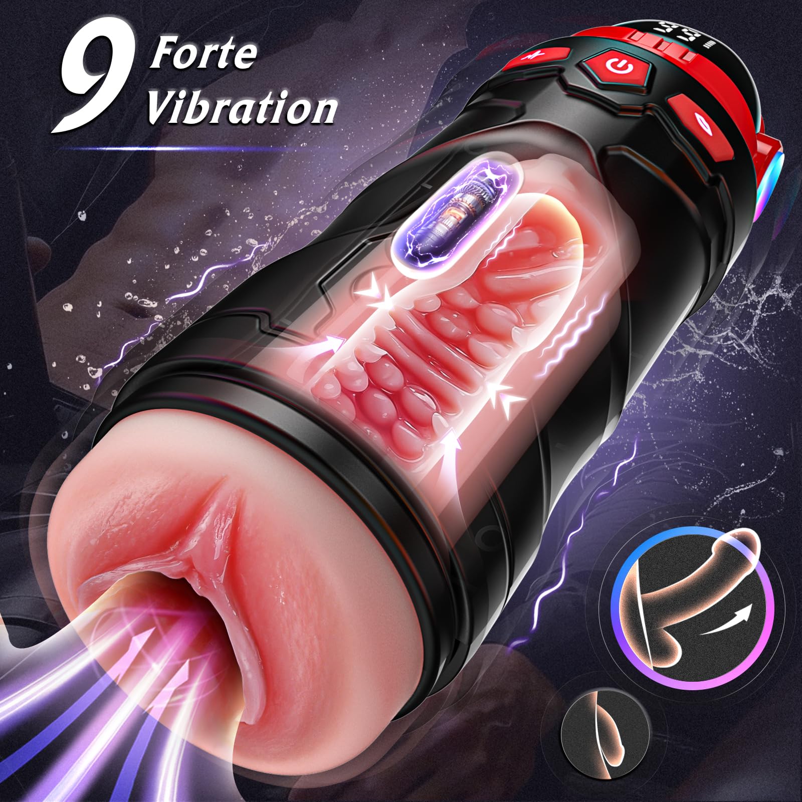 Masturbateurs Masculins Sex Toýs Homme - masturbâteur homme mains libres Toys avec 9 Modes de Vibration & Succion, Automatique masturbateur Vaginette Ultra Réaliste Sextoy Vibromasseur Pénis Massage