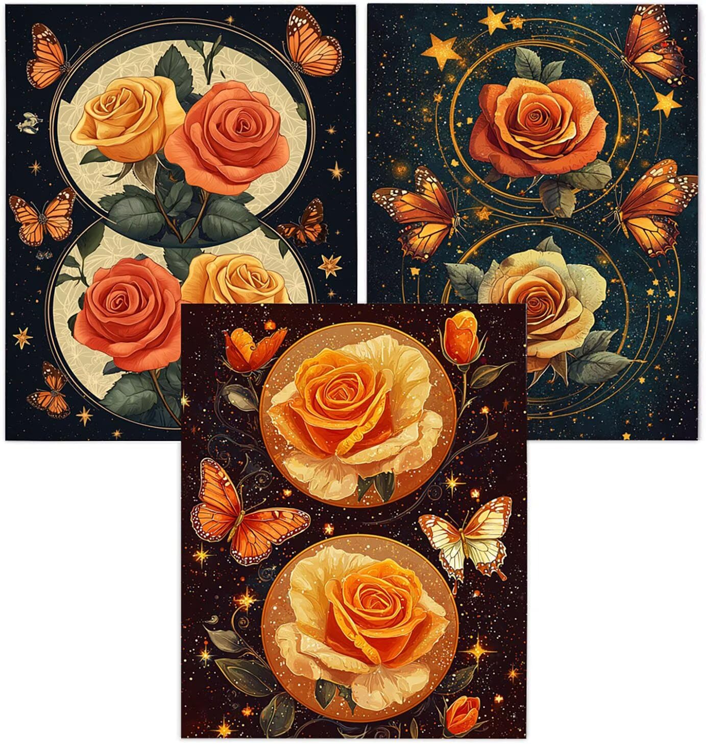 Cnyaunfi 3 Pezzi Fiore Pittura Diamante Fai-Da-Te, 5D Blu Diamond Painting Kit Completo per, Hobby Creativi Adulti, Pittura Diamante Artigianale Per La Decorazione Della Parete Di Casa 50x70cm YF-3543