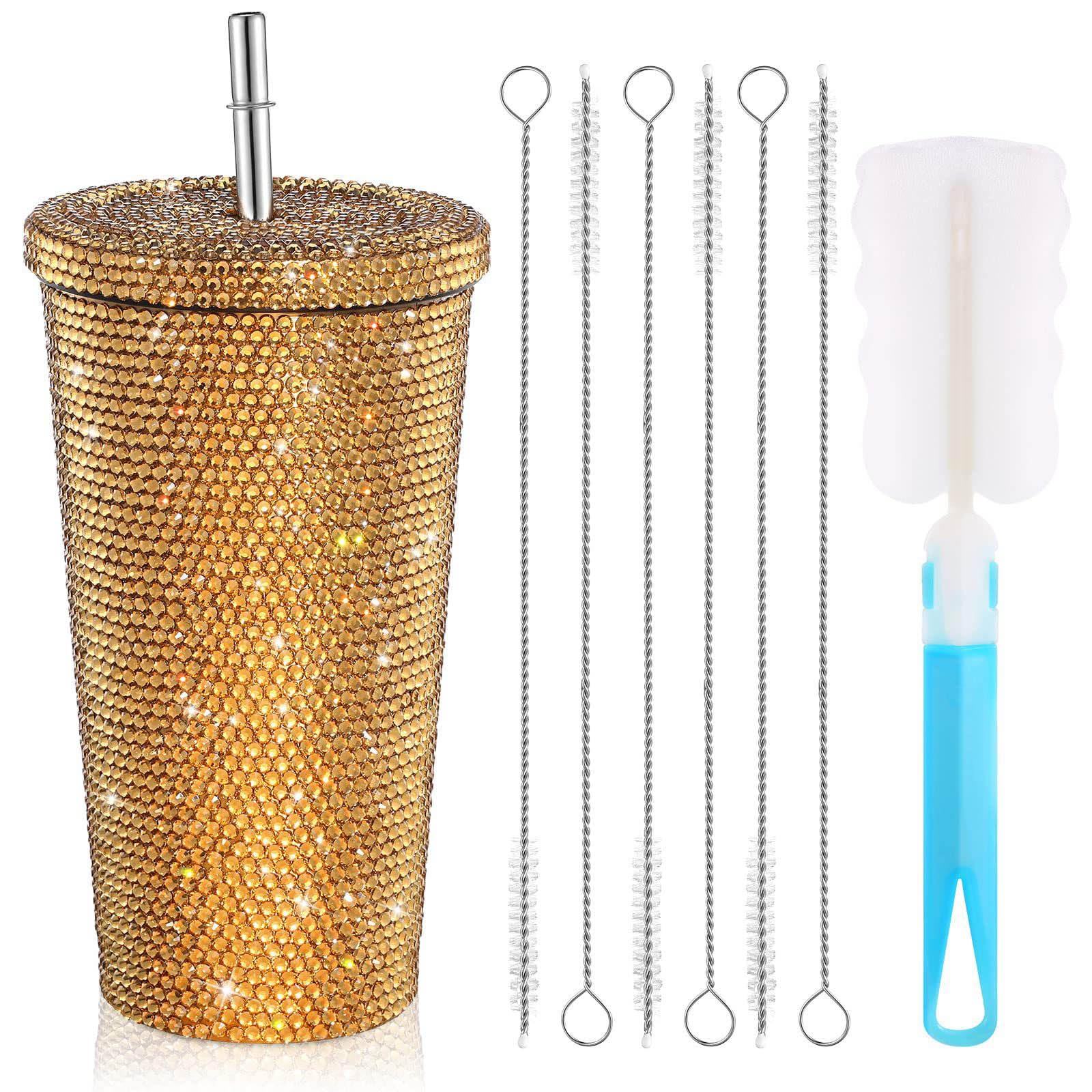 MALSSE Stainless Steel Coffee Cups Straw Water Cups Insulated Cup with Decorations Thermal Suitable for Indoor Straw Thermal Cup