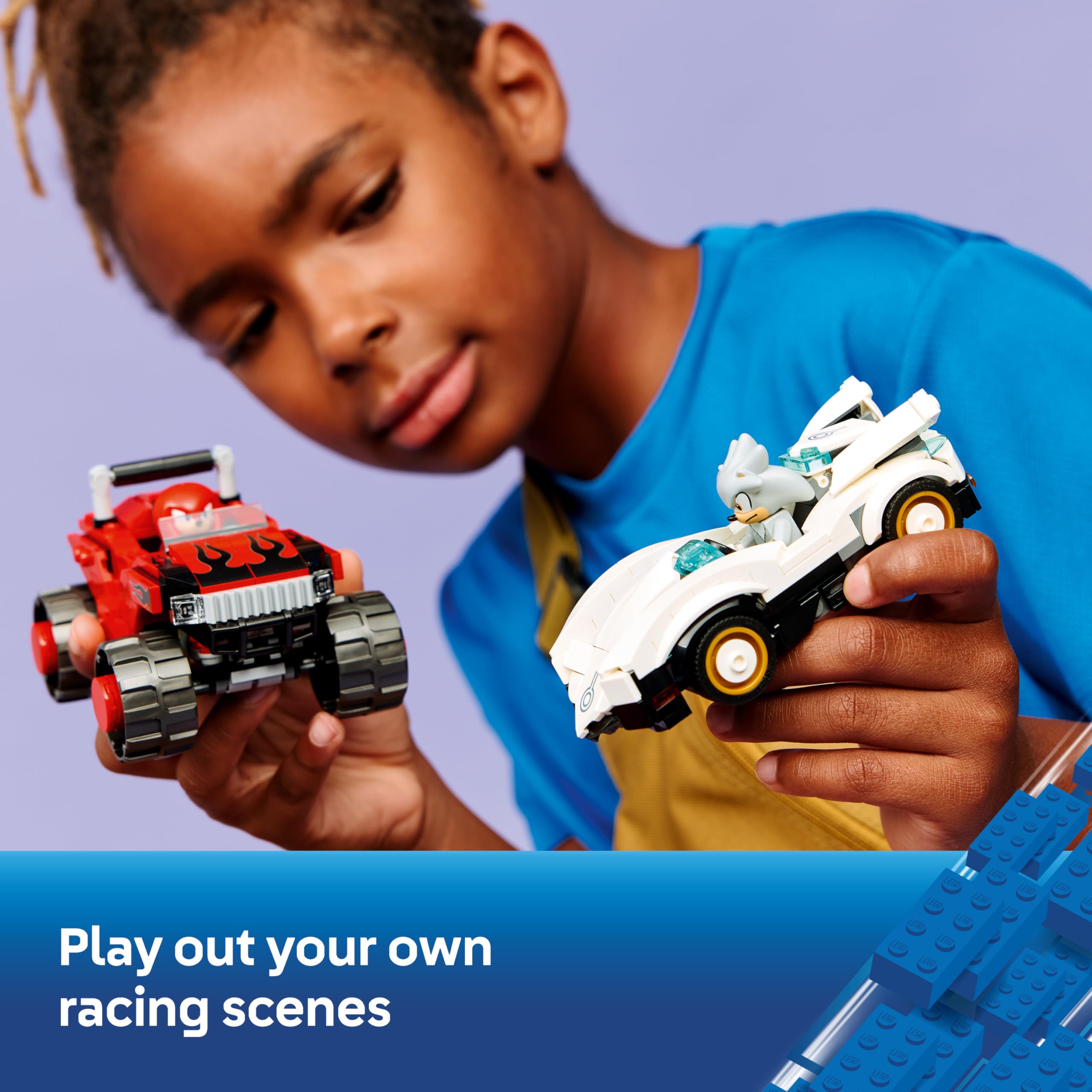 LEGO Sonic the Hedgehog Silver's Car vs. Knuckles' Monster Truck Toy, incl. 2 Minifigures & 2 Chaos Emeralds - Image 4