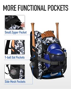 Amazon | 大型野球バックパック 大人用 ユース用 42L ソフト