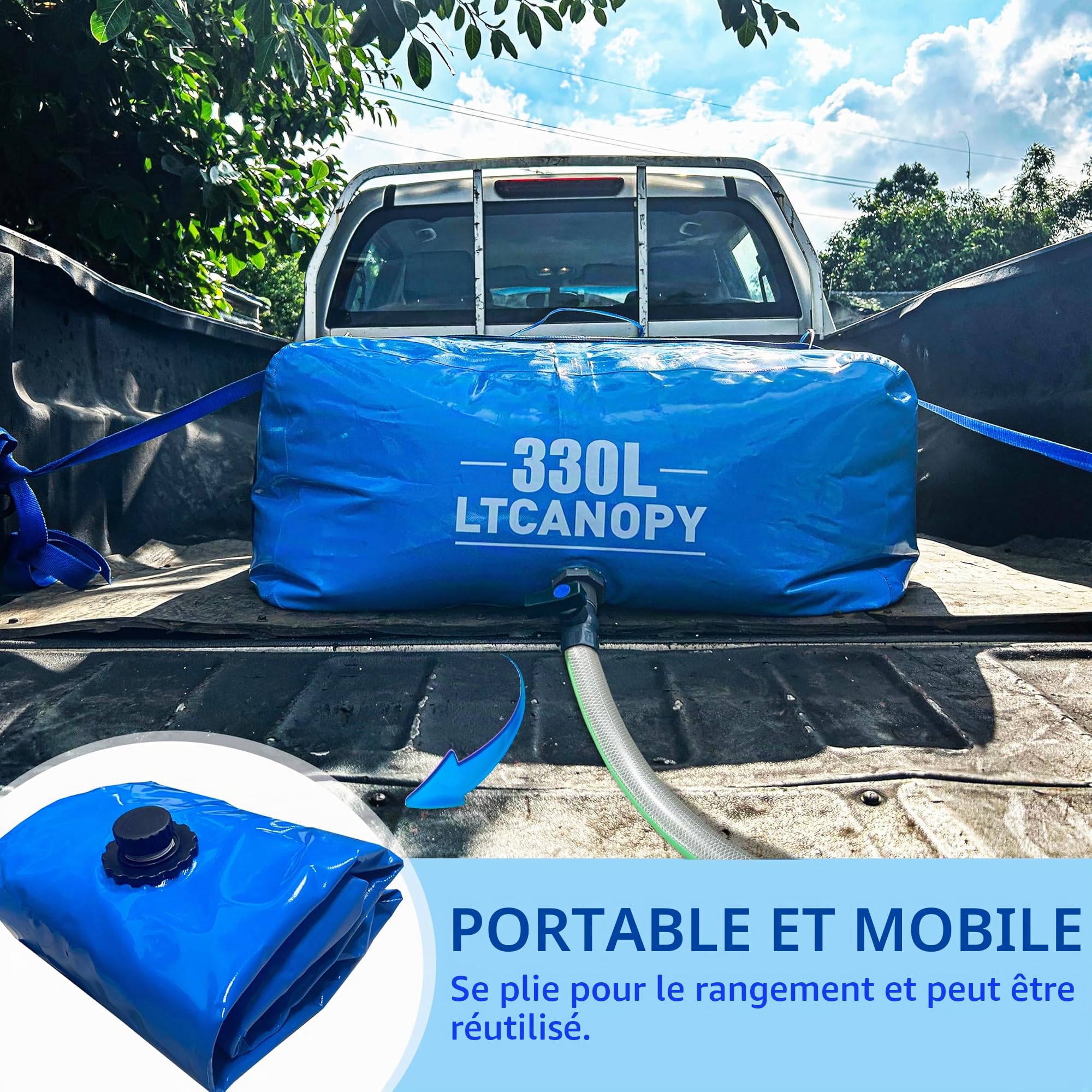 Récipients de Stockage d'eau de 110 L, réservoir d'eau Portable Pliable de Grande capacité, résistance à la sécheresse, Protection Contre Les incendies, Irrigation agricole, Eau d'urgence en