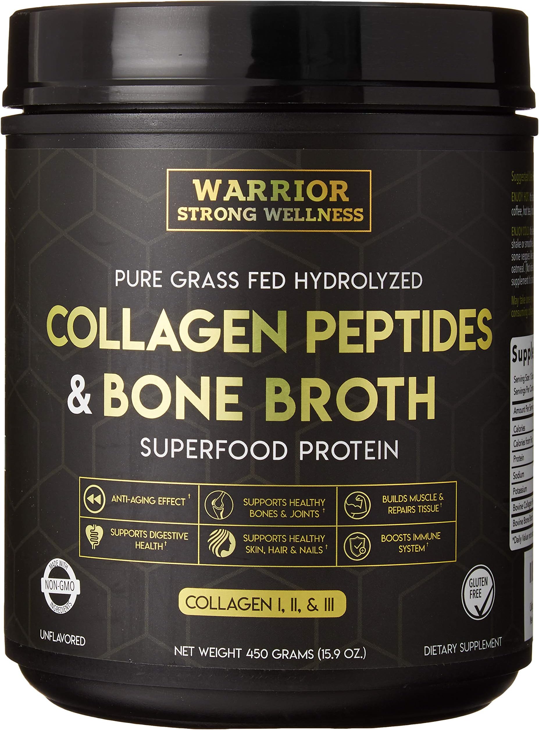 Premium Collagen Peptides Bone Broth : Grass Fed Hydrolyzed Collagen Protein Powder Boost for Healthy Skin, Nails, Hair, Joints, Muscles,Digestion, Keto Friendly, Unflavored