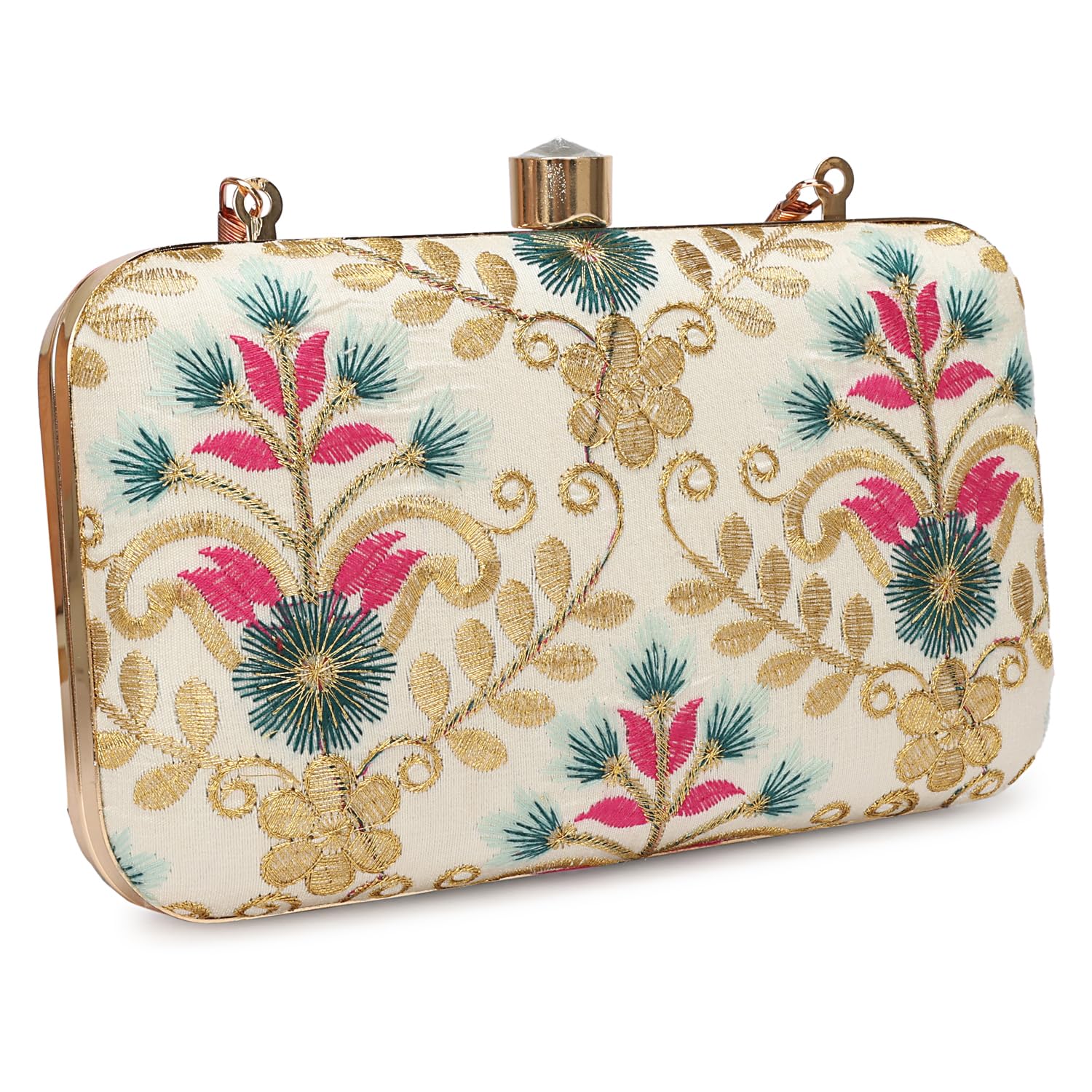 LONGING TO BUY Hand Crafted Designer Box Clutch - Zari Embroidery For Women