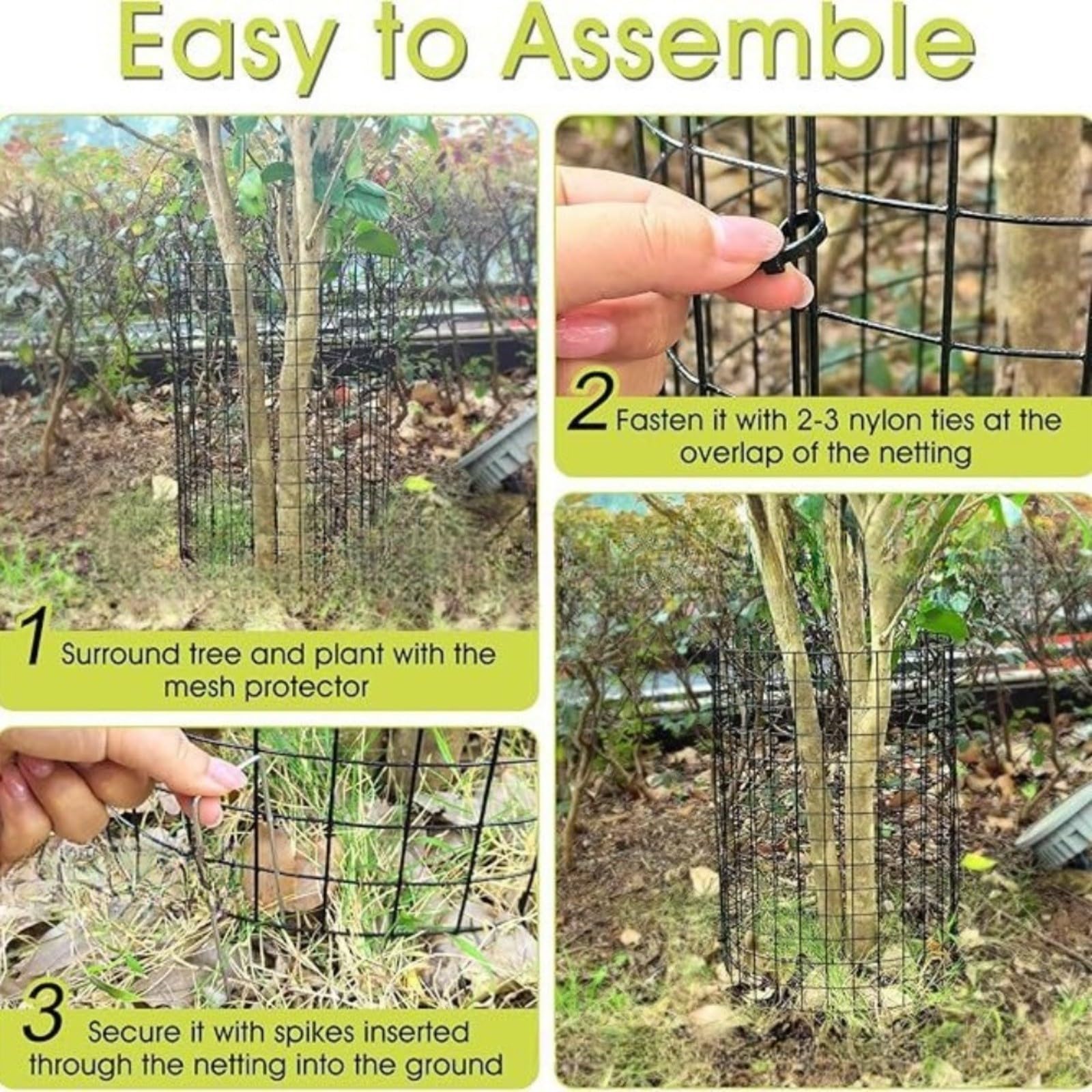 Copertura per tronco di albero in metallo, confezione da 12 protezioni per piante con rete, fascette e chiodi da terra per la protezione degli animali e la sicurezza delle attrezzature da giardino
