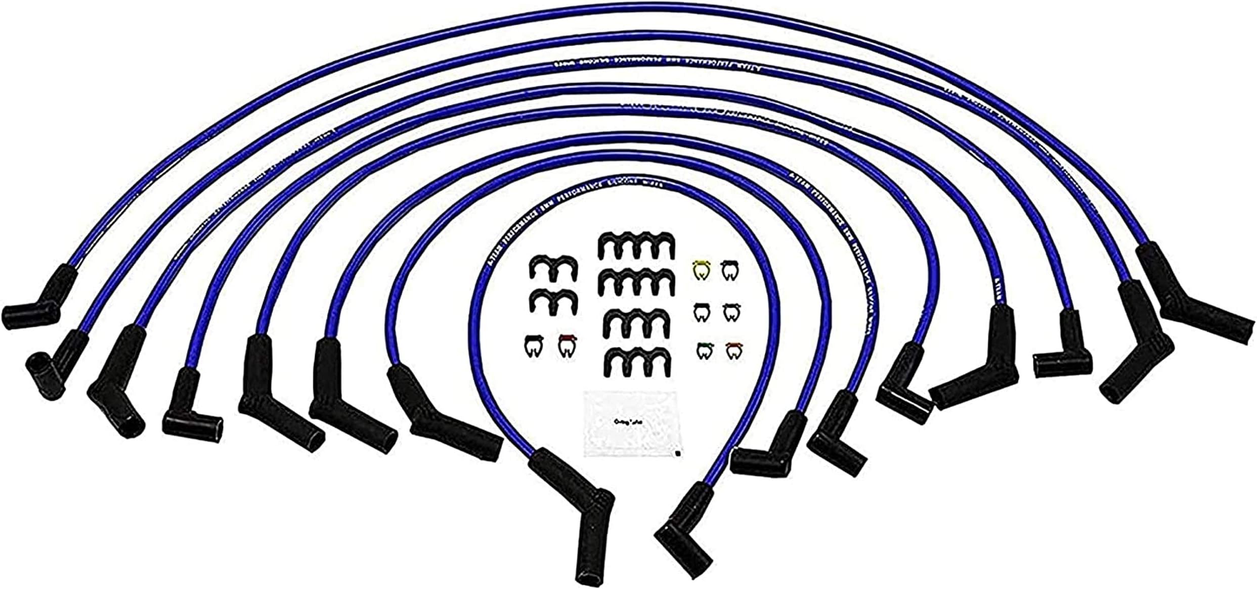 A-Team Performance Silicone Spark Plug Wires Set Compatible with SBF Small Block Ford Valve Cover Wires 221 255 260 289 302 351W BOSS 302 Fits HEI Distributor Caps Blue 8.0mm