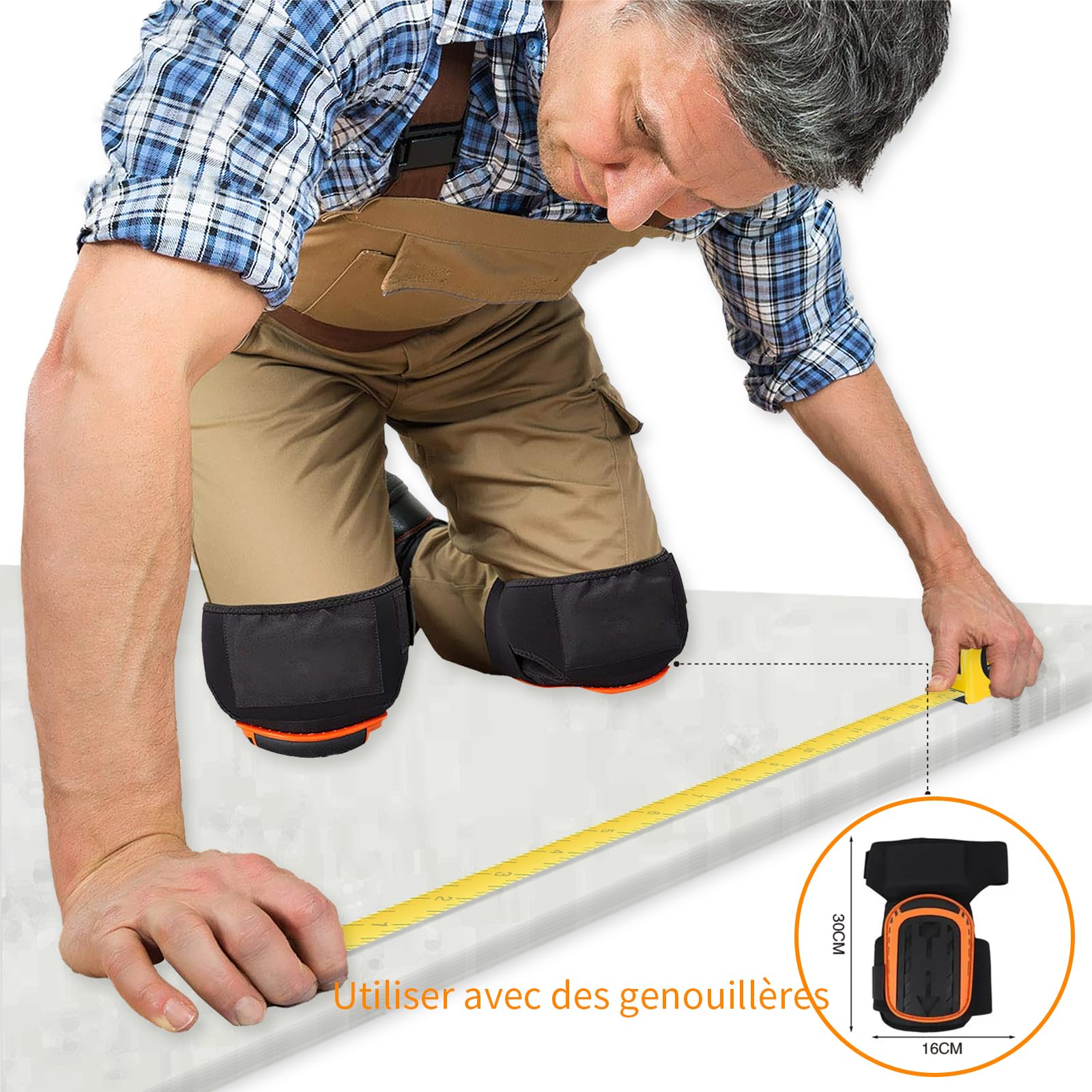 VKE 3300mm Coupe Carrelage, Rail à 3 Sections, épaisseur de Coupe Maximale 12 mm, Pour Carrelage/Céramique/Roche, Coupe Carreaux Manuel avec des Genouillères (Ensemble de coupe-carreaux de 3,3 m)