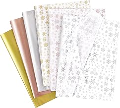 Larcenciel 120 Sheets Christmas Tissue Paper Metallic Wrapping 3 Colours for Gift Wrapping, Sparkling Snowflake Gift Paper for Holiday, Party, Crafts, 50 x 35 cm