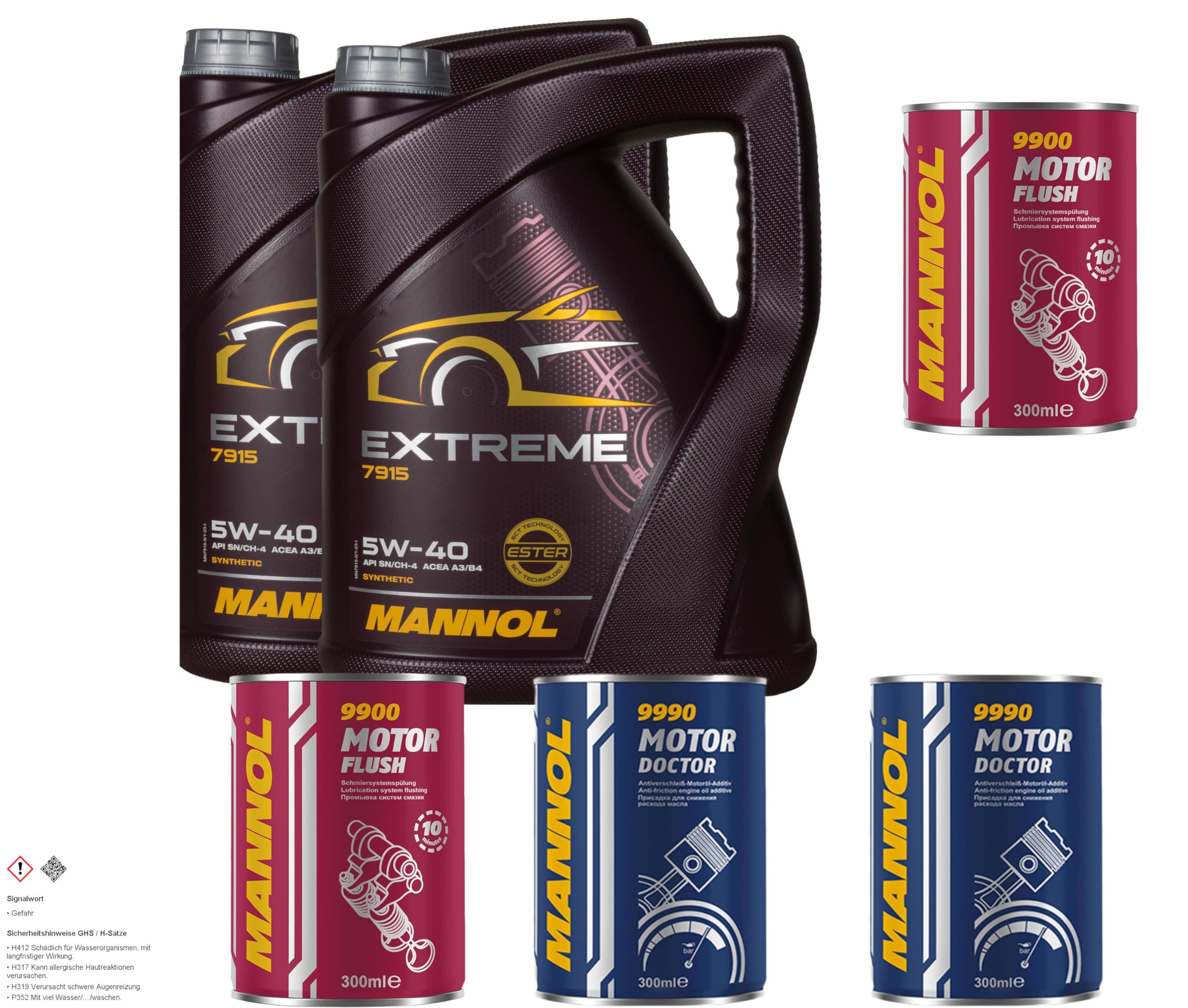 10 l Olio motore MANNOL Extreme 5W-40 2xMotor Doctor+Motor Flush