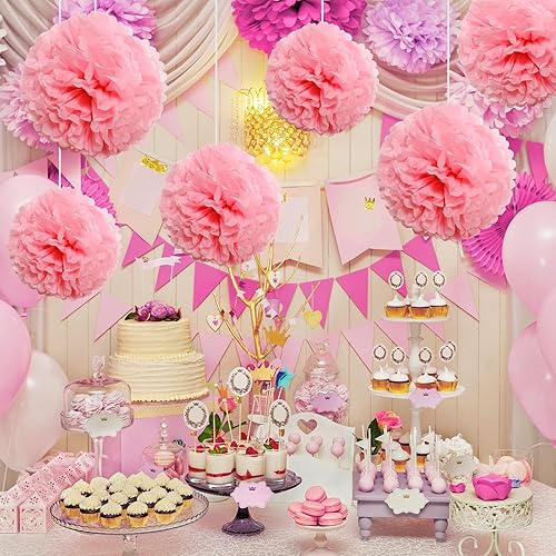 Miniatura 7 de CHRORINE 60 hojas de papel de seda rosa para envolver regalos, papel de seda a granel para manualidades, decoración de cumpleaños, vacaciones,