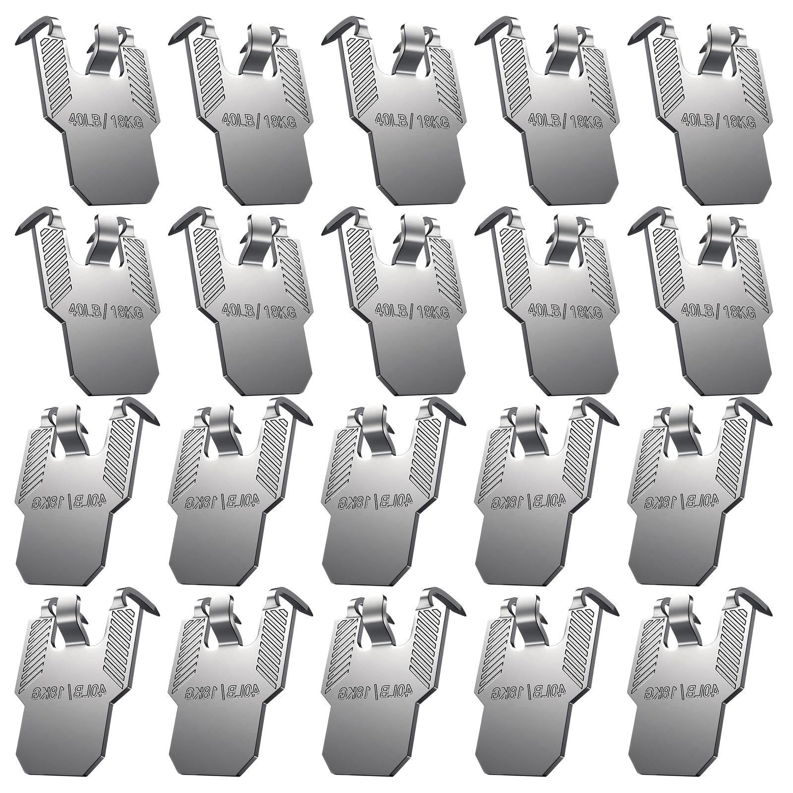 Kalttoy Of 20 Reinforced Stainless Steel Picture Hanging Hook for Drywalls Wall Fixtures Painting Hanger Heavy Duty Wall Hook