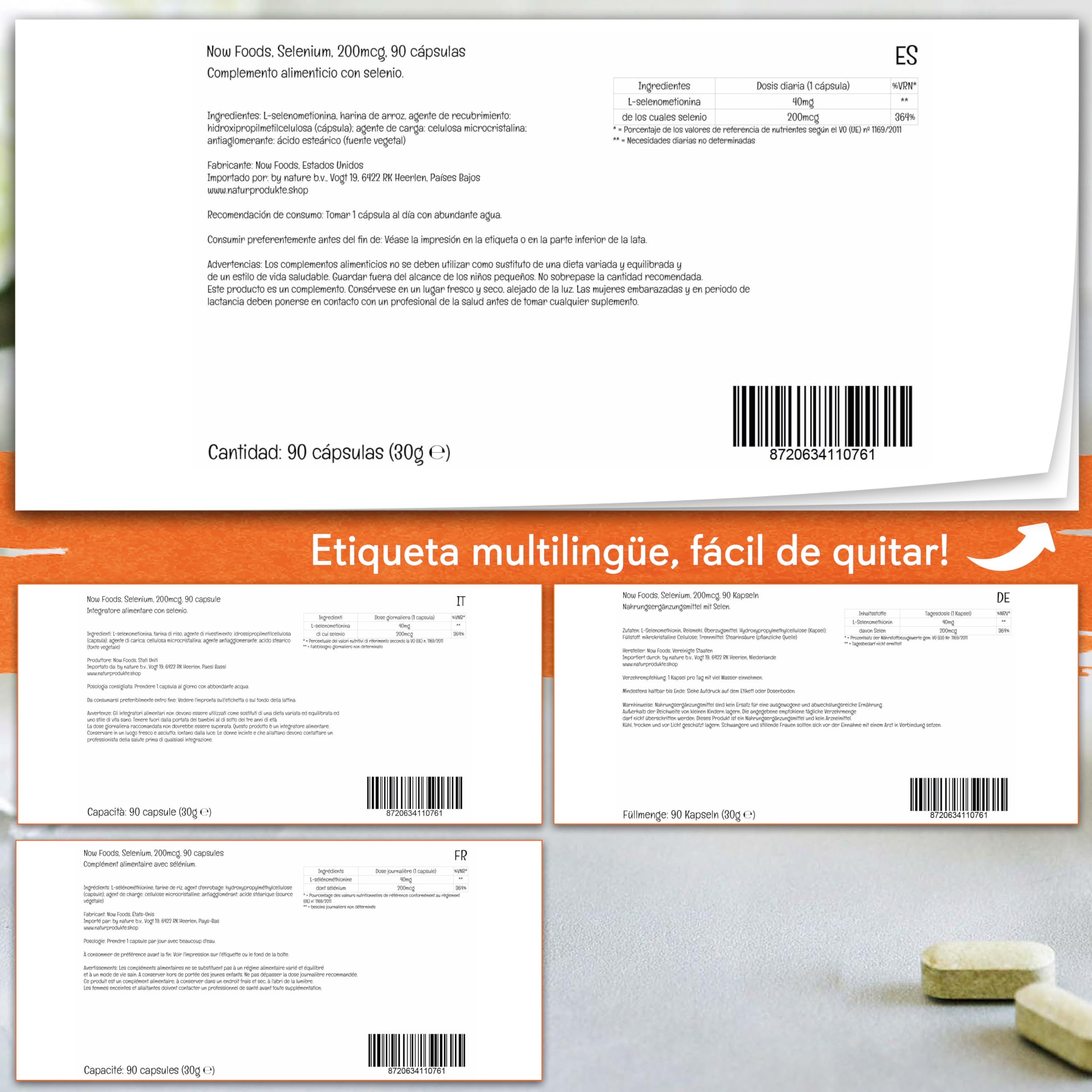 Now Foods, Selenium, 200mcg, 90 Cápsulas veganas, Probado en Laboratorio, Oligoelemento, Selenio, Sin Gluten, Sin Soja, Vegetariano
