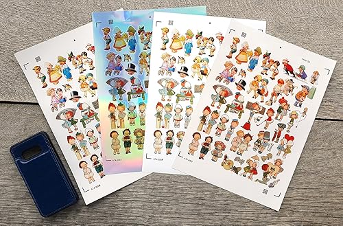 Miniatura 2 de Paquete de calcomanías (más de 150 calcomanías) Encantadores niños y flores, Día de San Valentín, dibujos animados vintage, feliz cumpleaños,