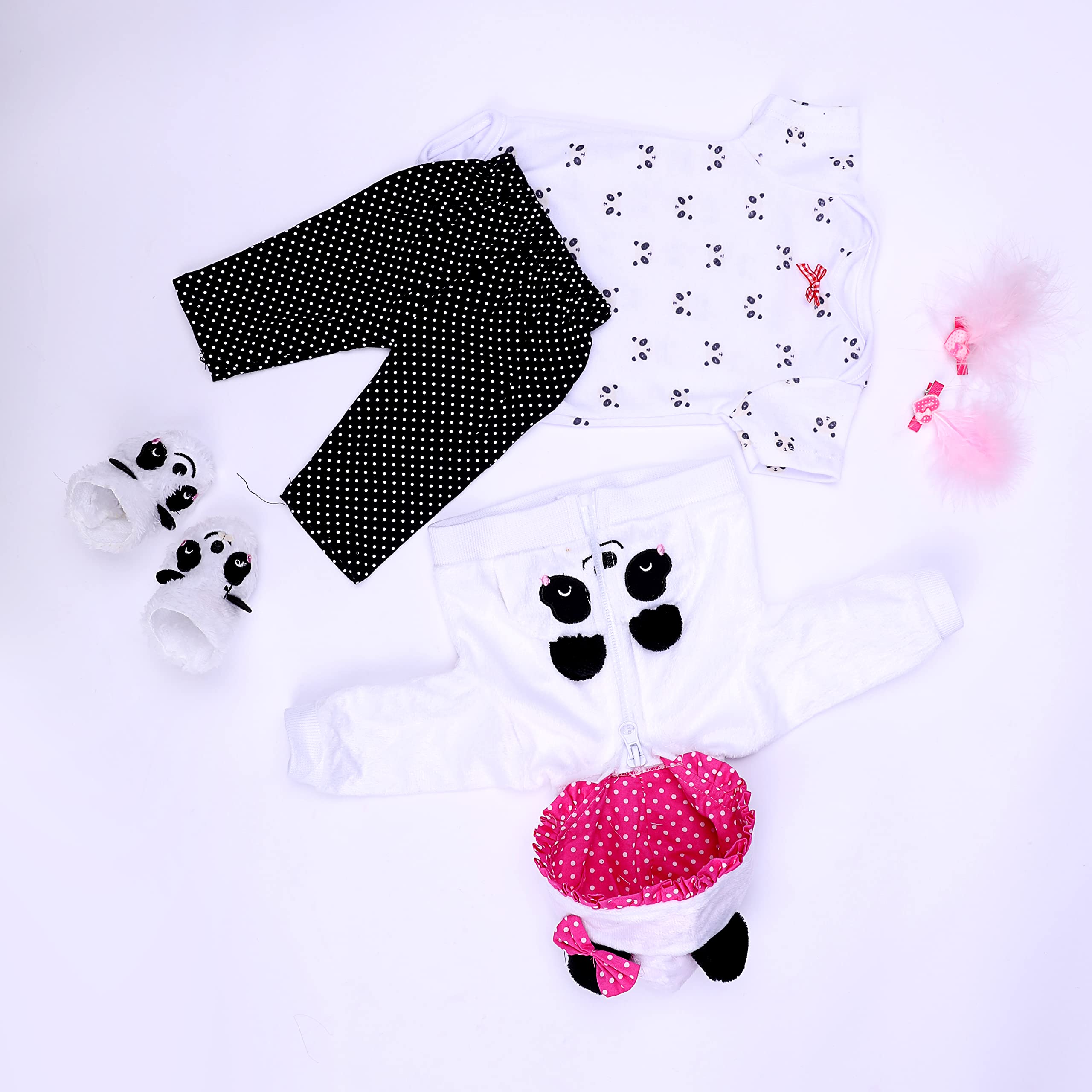 ZIYIUI Vestiti per Bambole per New Born Baby Doll, Cotone con Cappello per 18 "-22" Carino Vestiti Bambolotti (45-55 cm) (Panda bianco)