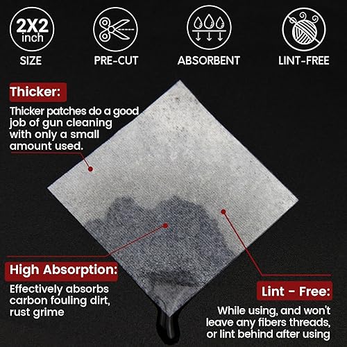 Miniatura 2 de Suministros de limpieza de armas PINGMIC - Juego de parches de limpieza de armas y hisopos de algodón largos, hisopos de algodón de 15 cm, paño sin