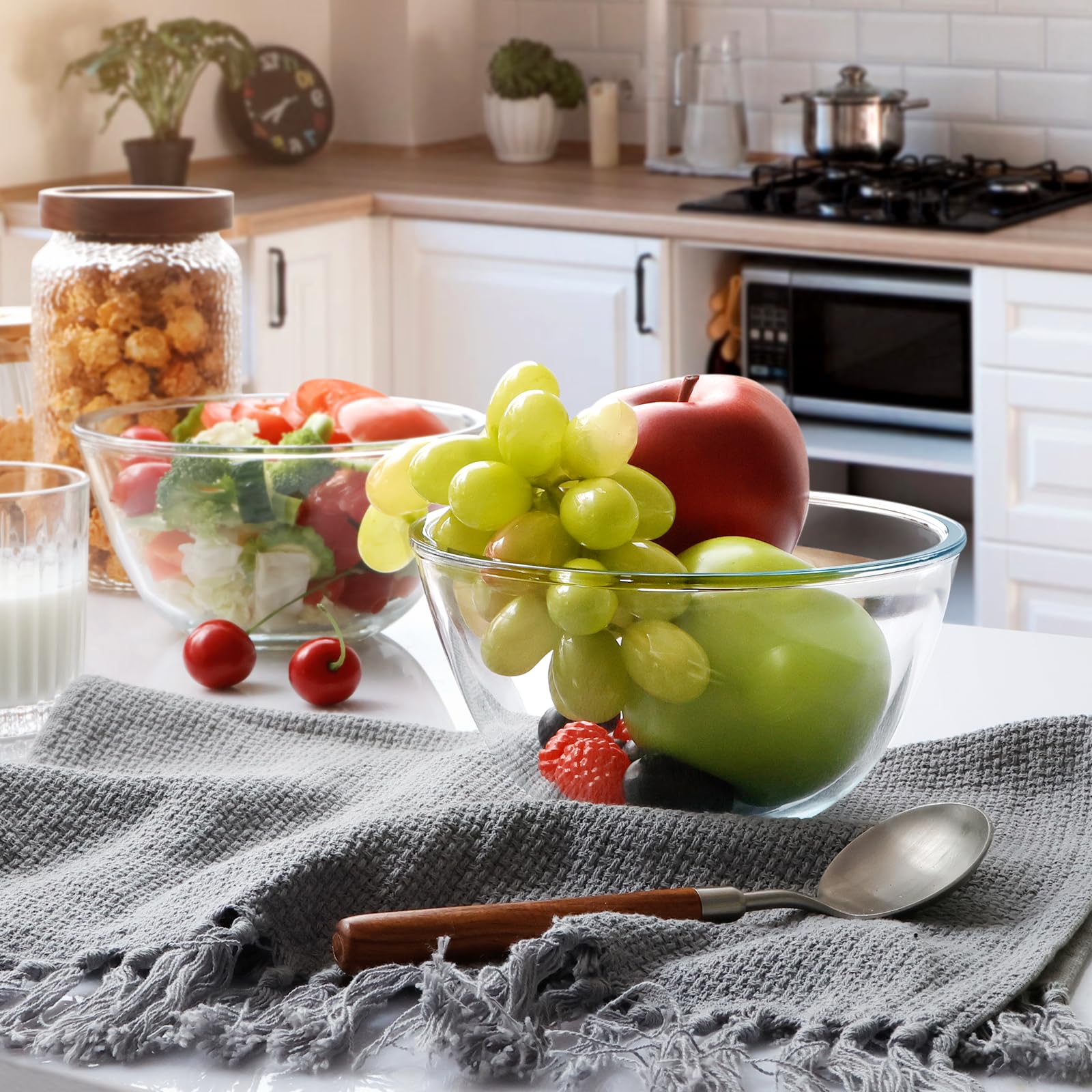 4 Ciotole In Vetro Temperato Da 500ml - Insalatiere Trasparenti Per Microonde, Forno E Lavastoviglie