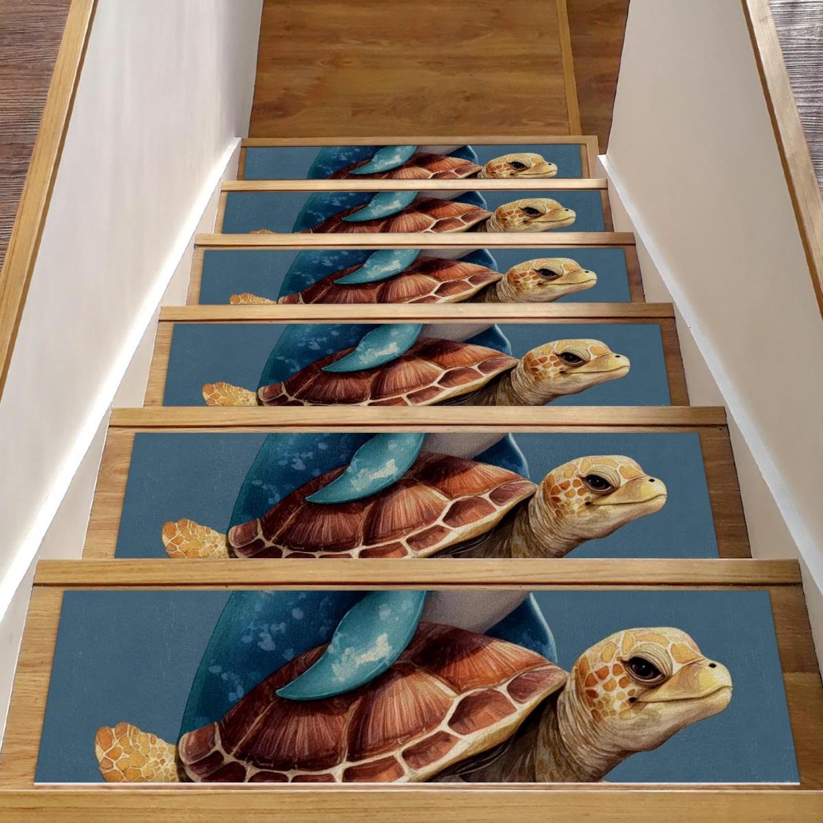Lot de 15 marches d'escalier en bois pour animaux de compagnie motif dauphin et tortue