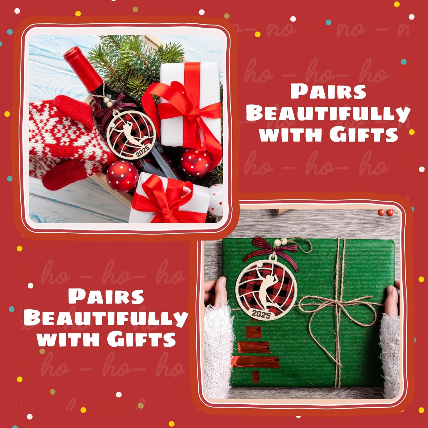 Volleyball Ornament - Volleyball Ornaments for Christmas Tree - Sports Ornaments for Girls, Coaches, Players, Kids, Women - Gifts for Sports Lovers - 2 Layered Wood Christmas Ornament - Image 4