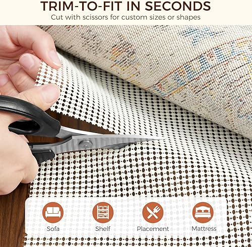Miniatura 4 de BAGAIL BASICS Almohadilla de agarre de alfombra de 2 x 3 pies para suelos de madera, almohadillas antideslizantes para alfombras de área, acolchado
