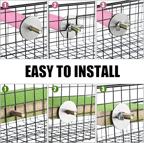 Reginary 12 Pcs Bird Perch Stand Toy Includes 6 Parrot Perch Wood Stand Bird Platform 6 Colorful Paw Grinding Stick for Cage Accessories Parakeet Cockatiel, 6 Colors