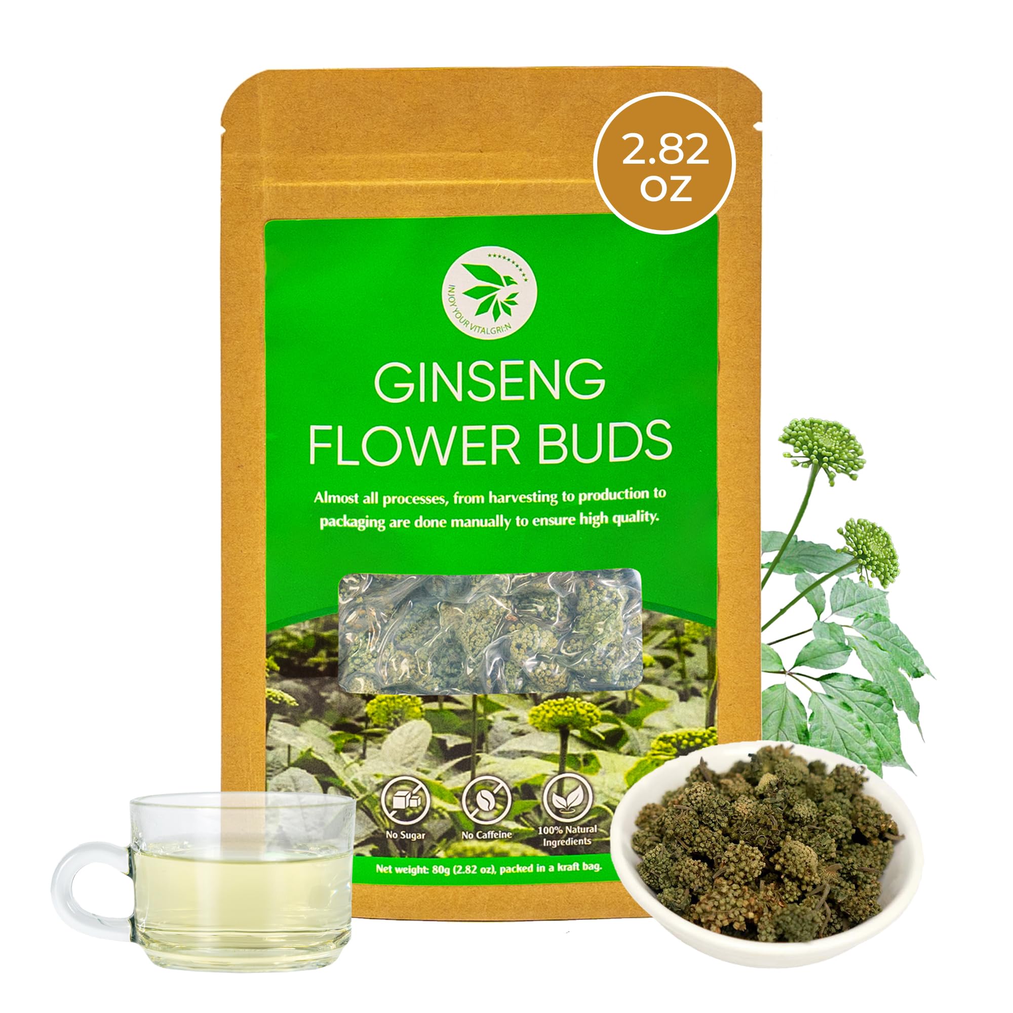 Panax Notoginseng Flower Buds - 2.82 oz, Pure Dried Sanchi Flowers, Herbal Tea for Relaxation & Wellness, Support Immunity, Rebrewable, Ideal for