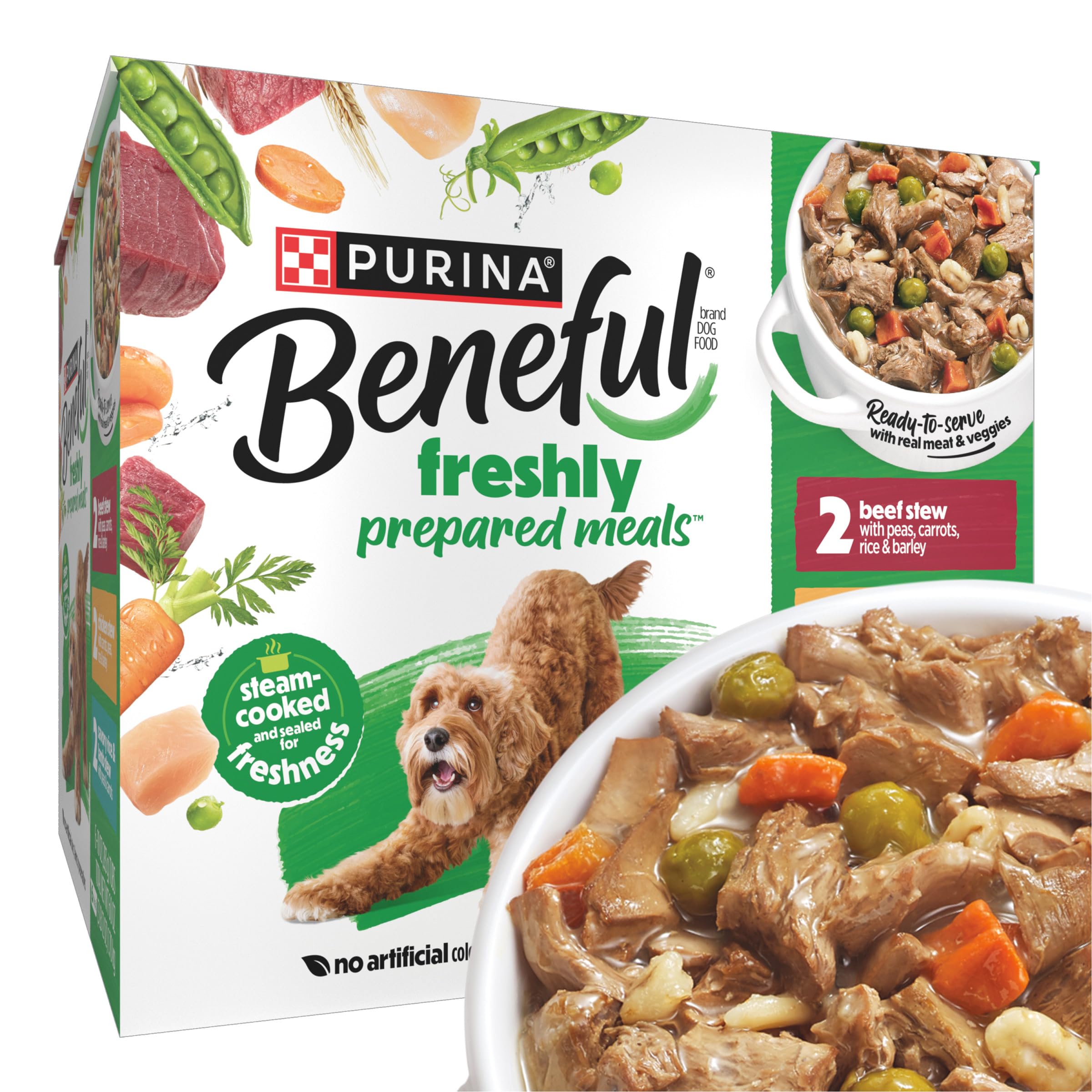 Purina Beneful Protein Gravy Wet Dog Food Variety Pack Freshly Prepared Meals Stew - (Pack of 6) 10 oz. Tubs