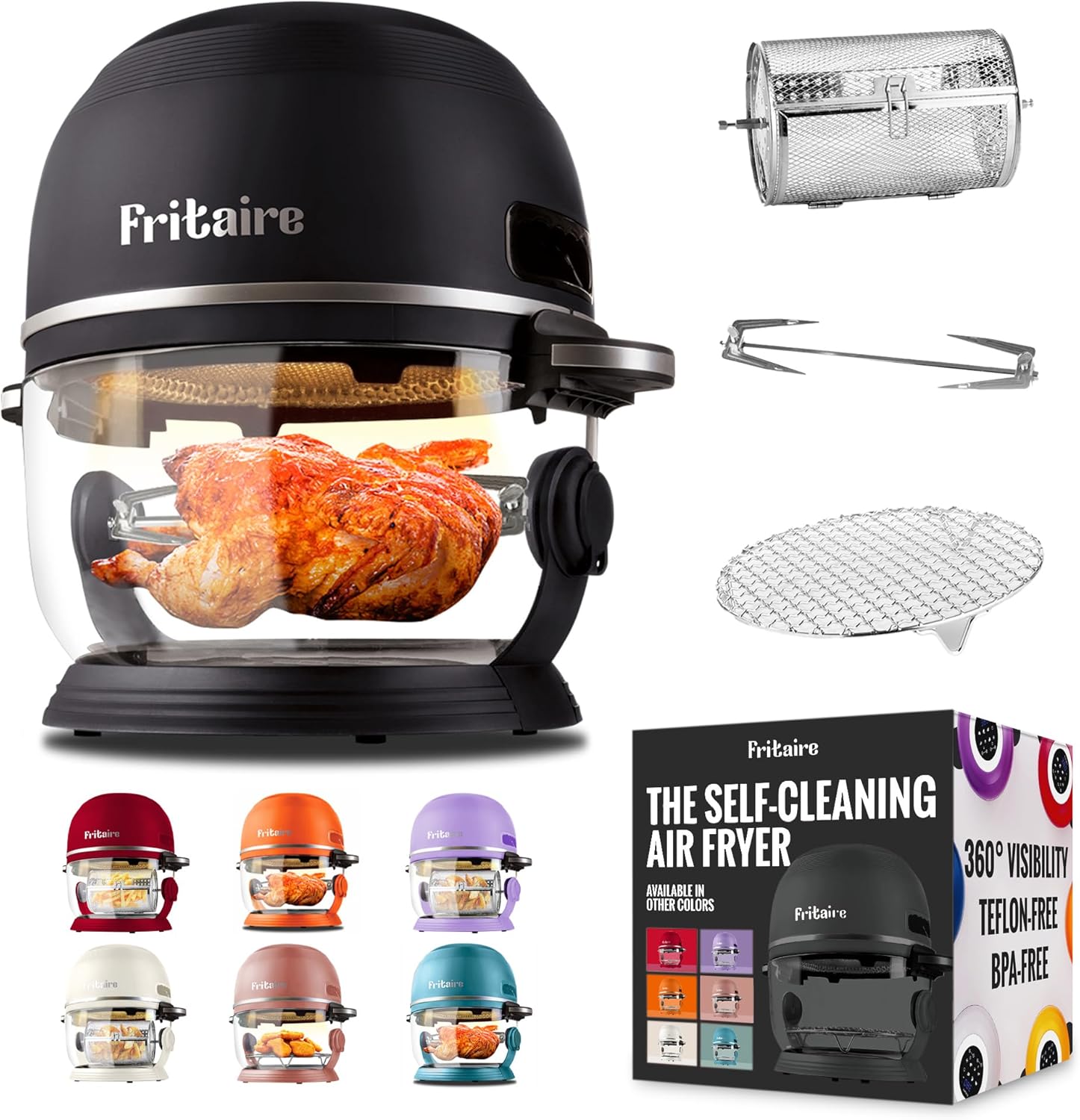 Non Toxic Air Fryer™ – Glass AirFryer 5 Quart w/ 360 Visibility, Self-Cleaning, 400F Vortex Air Fryer for Even Cooking, BPA-Free Teflon Free, 6-in-1 Functions, Rotisserie, Roast, Bake, Black Non Toxic Air Fryer™ – Glass AirFryer 5 Quart w/ 360 Visibility, Self-Cleaning, 400F Vortex Air Fryer for Even Cooking, BPA-Free Teflon Free, 6-in-1 Functions, Rotisserie, Roast, Bake, Black
