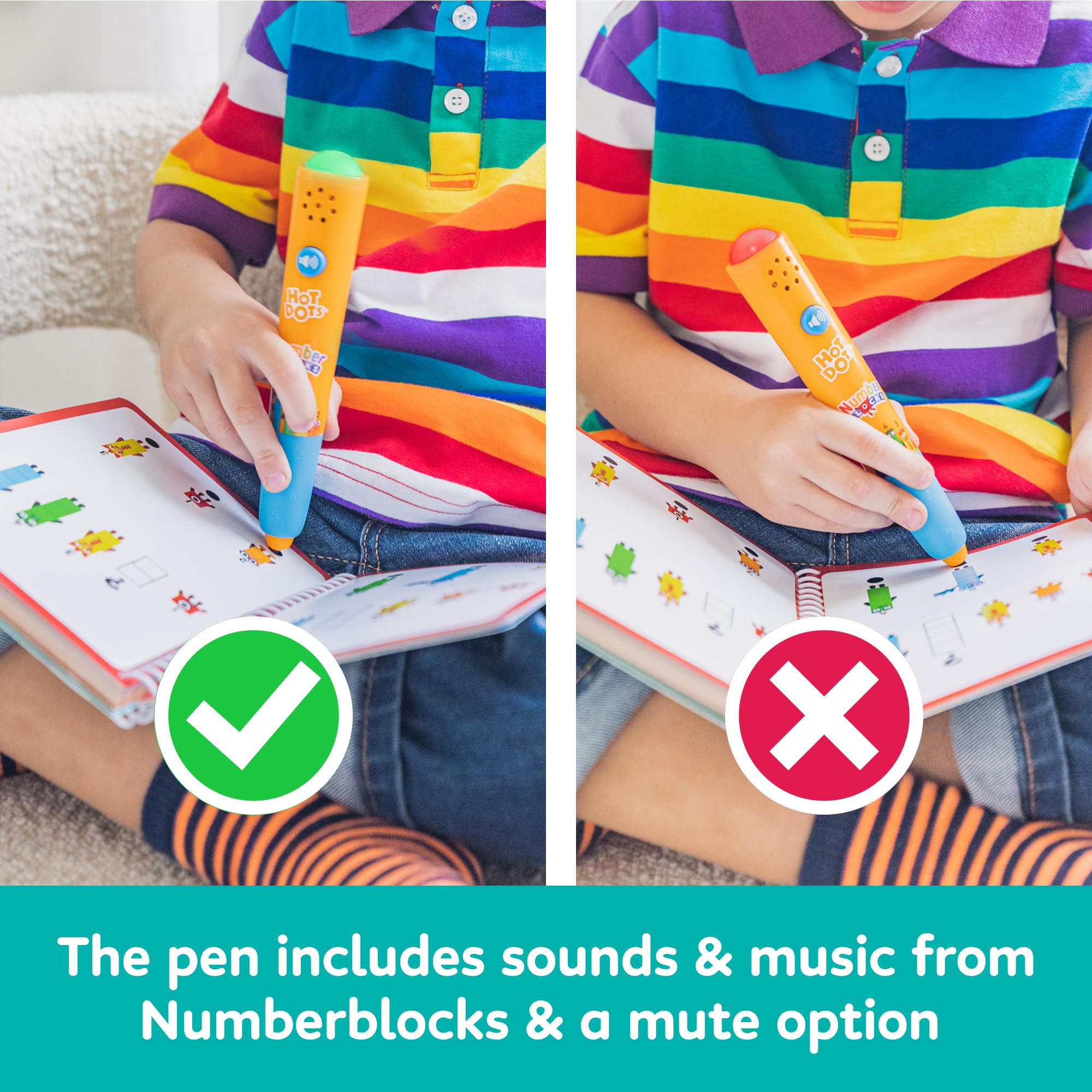 Learning Resources Książka z Zadaniami i Pisak Interaktywny Hot Dots® Numberblocks 1–10, Ponad 75 zadań w zestawie, Numberblocks na prezent, Od 4 lat