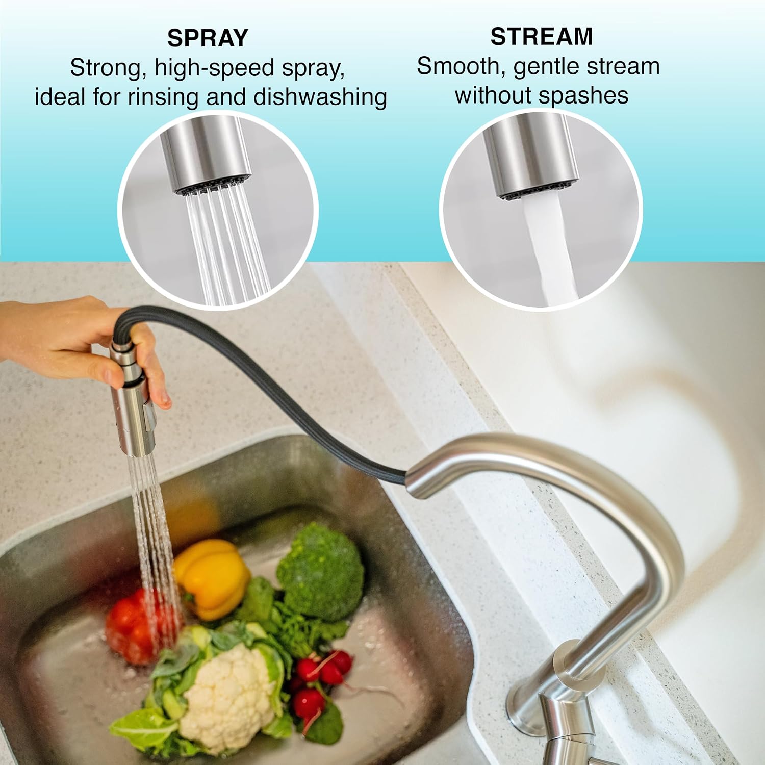 Dura Faucet DF-RK823-SN RV Pull-Down Sprayer Replacement (Satin Nickel) | Genuine Dura Faucet pull-down sprayer replacement. Swap the worn part, not the whole faucet.